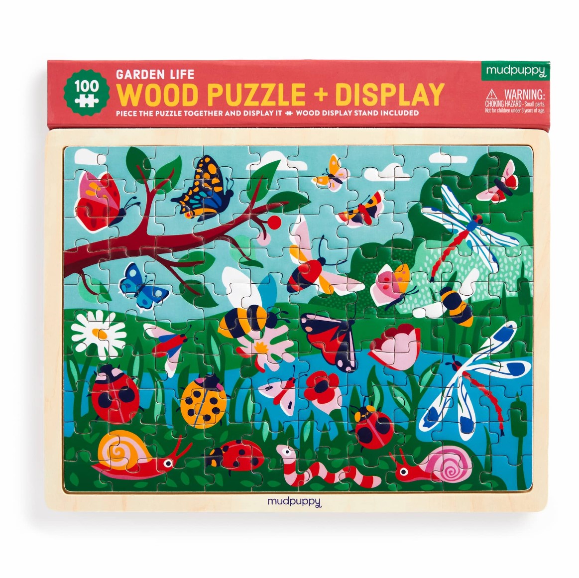 Mud Puppy | 100 Piece Wood Puzzle + Display - Garden Life