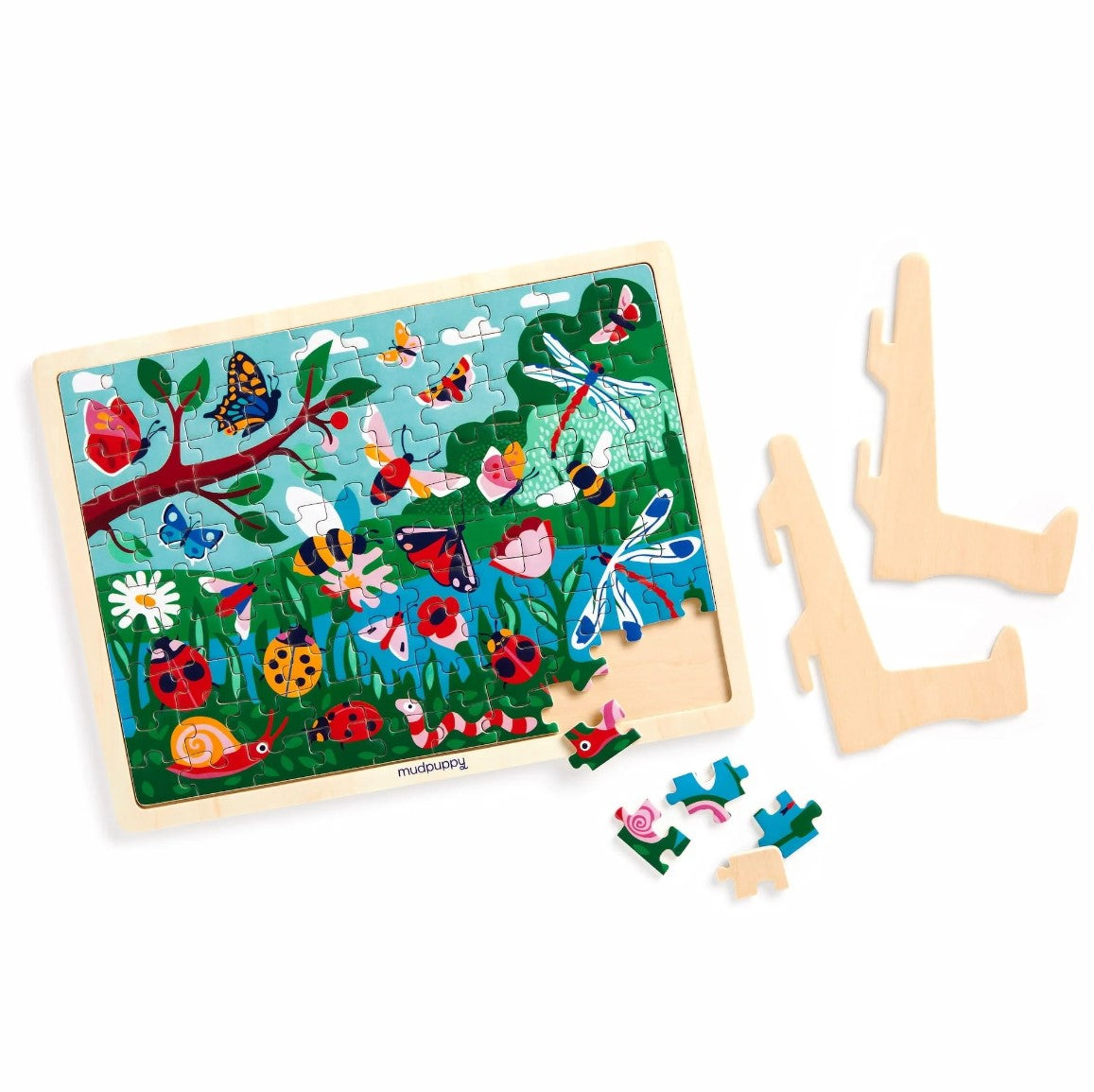 Mud Puppy | 100 Piece Wood Puzzle + Display - Garden Life