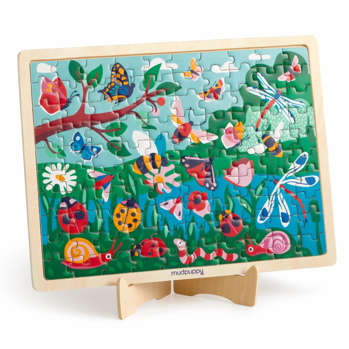 Mud Puppy | 100 Piece Wood Puzzle + Display - Garden Life