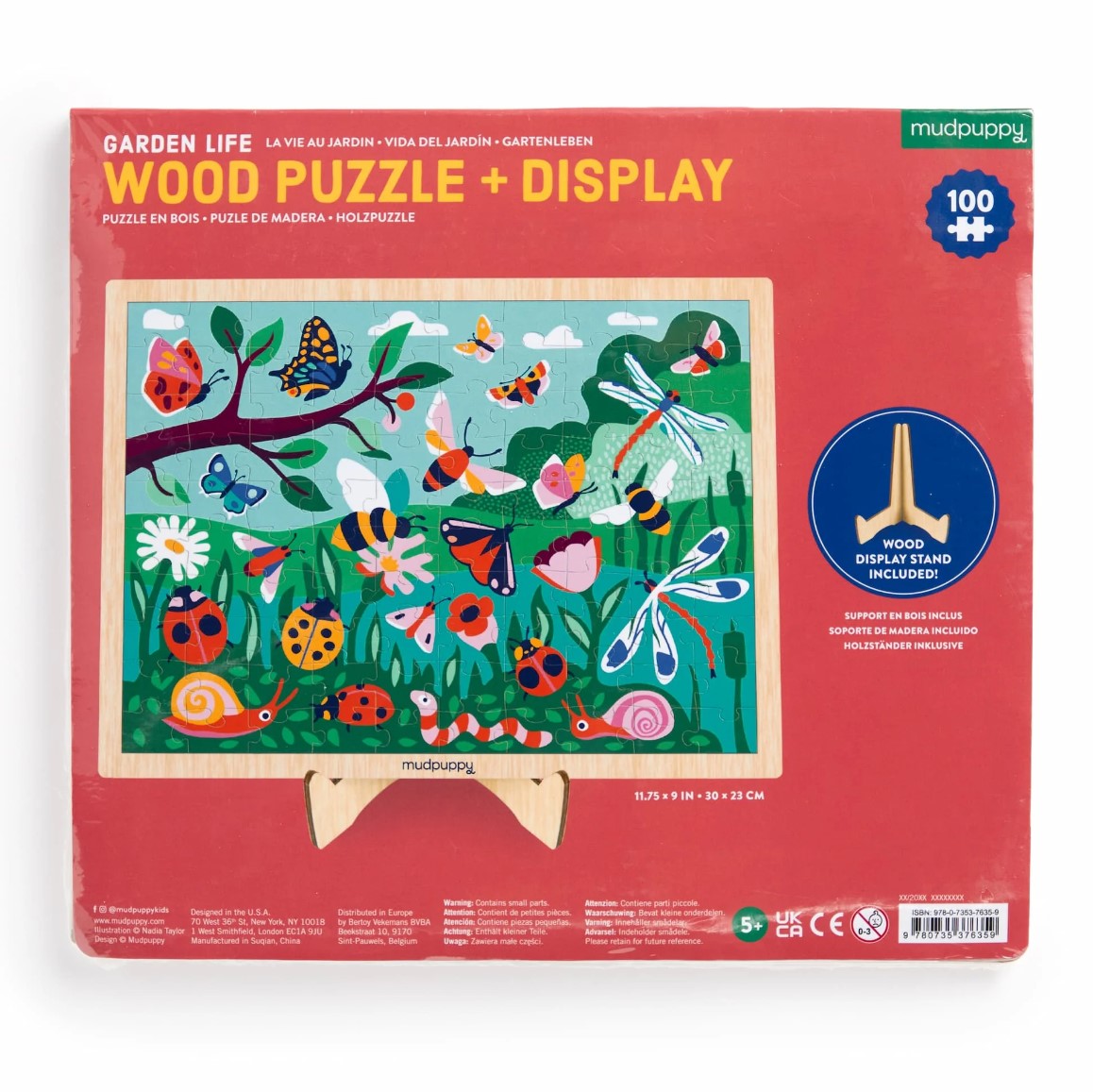 Mud Puppy | 100 Piece Wood Puzzle + Display - Garden Life