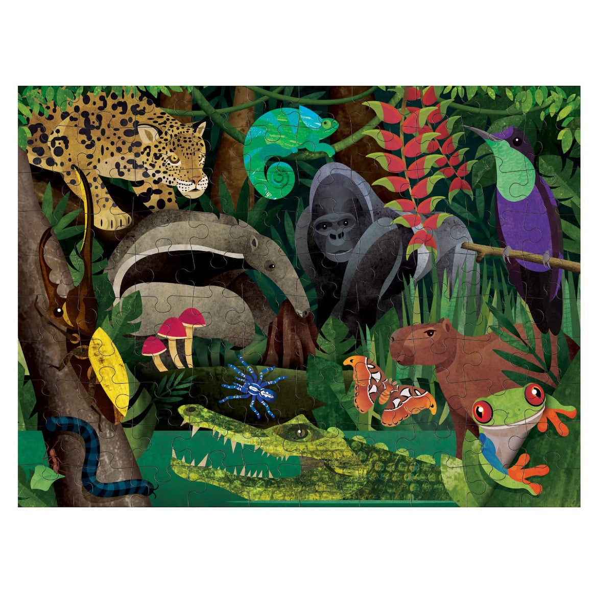 Mud Puppy | Double Sided Puzzle 100pc - Rainforest Above & Below