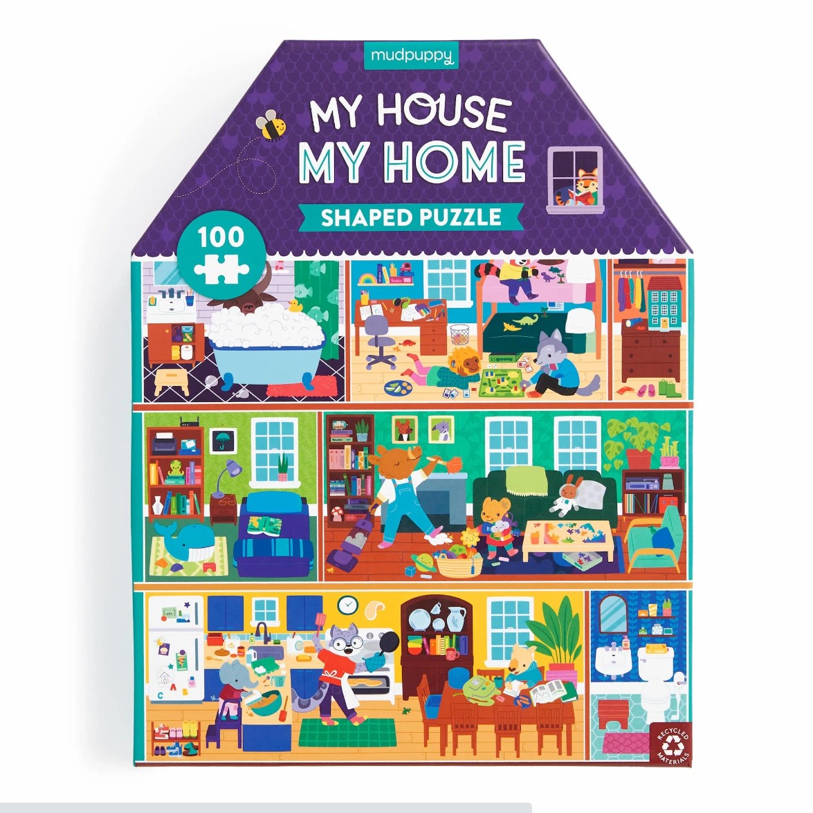 Mud Puppy | 100pc House Shaped Puzzle - My House, My Home