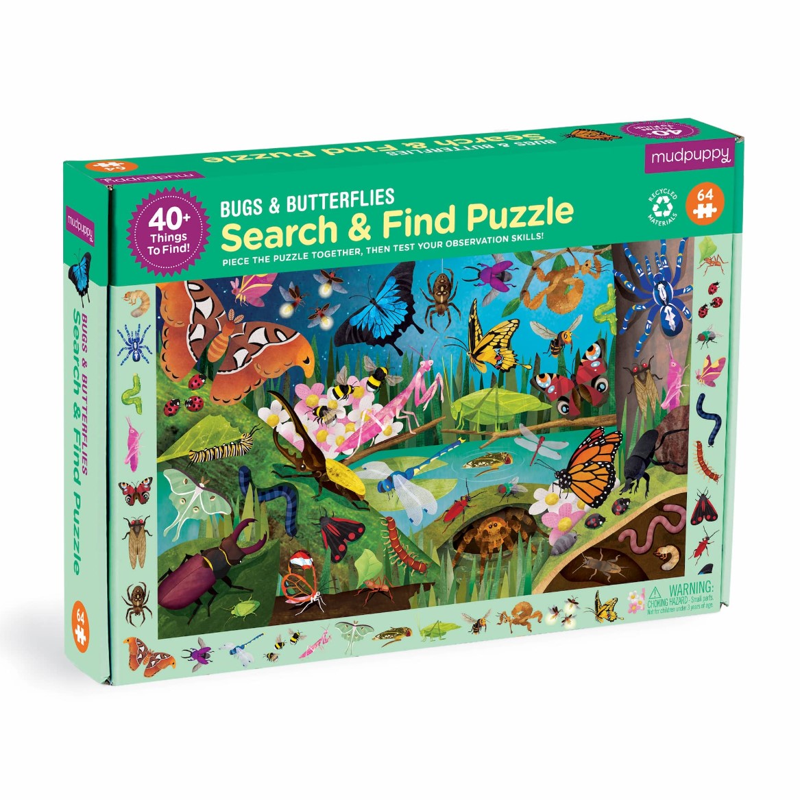 Mud Puppy | Search & Find Puzzle 64pc - Bugs & Butterflies