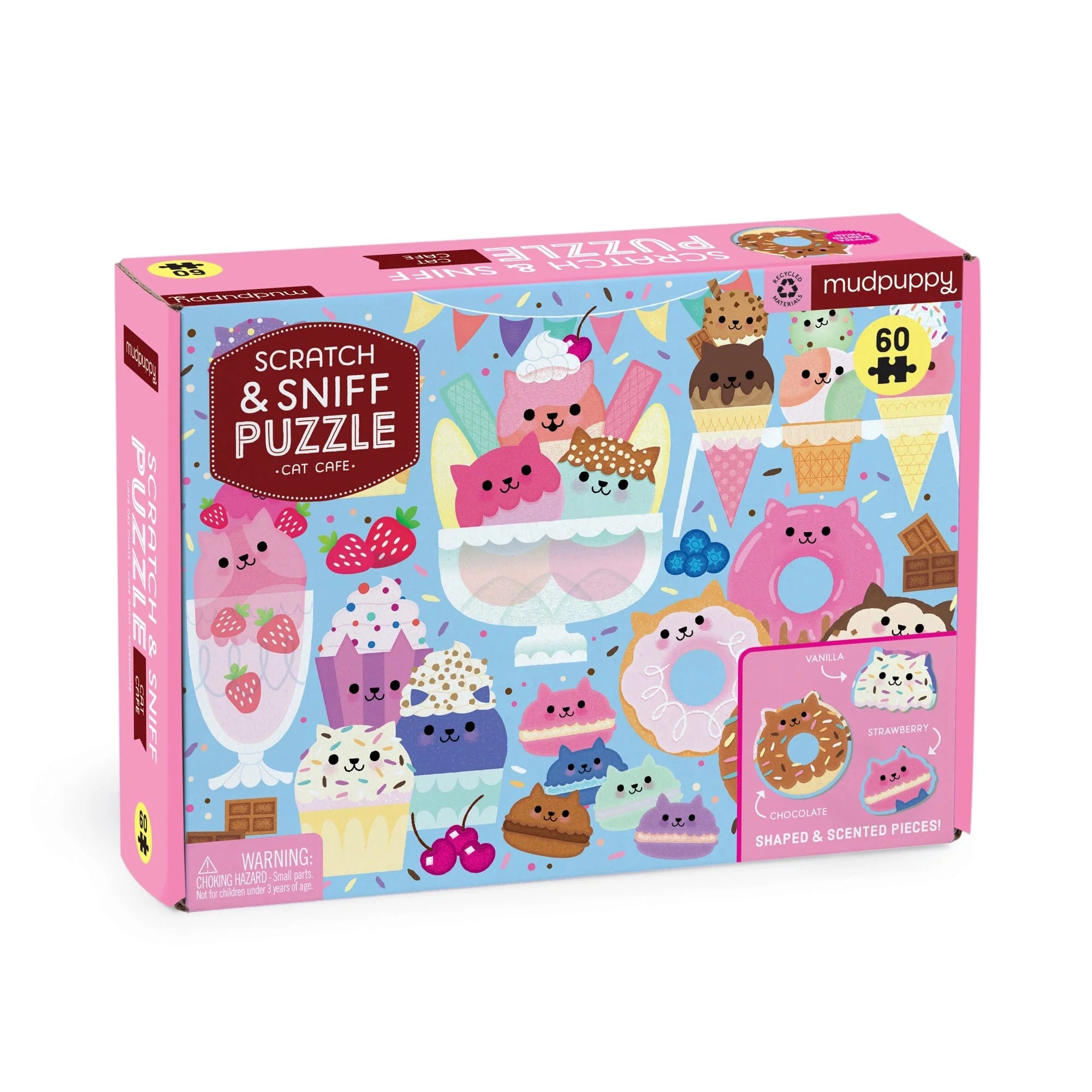 Mud Puppy | Scratch & Sniff 60pc Puzzle - Cat Cafe