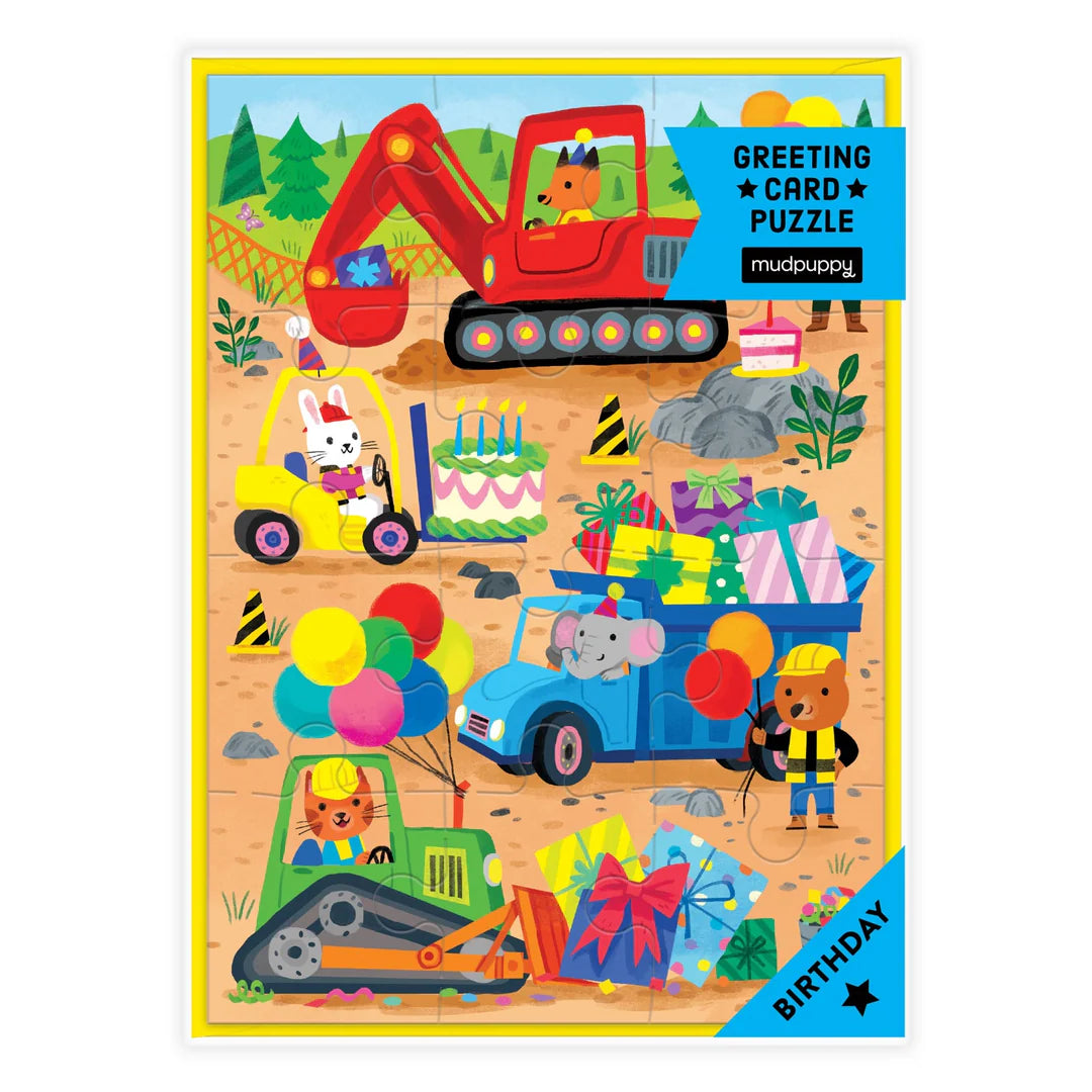 Mud Puppy | 12pc Puzzle Greeting Card - Construction Site
