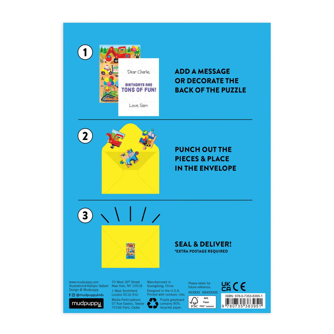 Mud Puppy | 12pc Puzzle Greeting Card - Construction Site