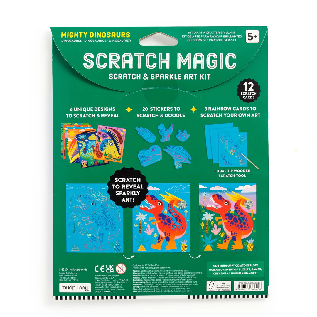 Mud Puppy | Scratch Magic: Scratch & Sparkle Art Kit - Mighty Dinosaurs