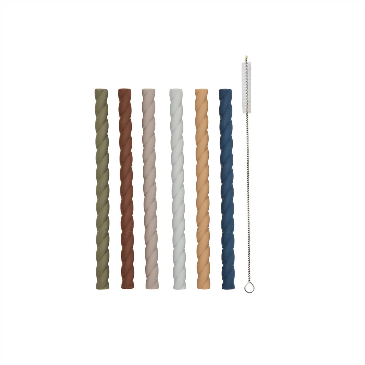 OYOY | Mellow Silicone Straw 6pk - Caramel / Blue
