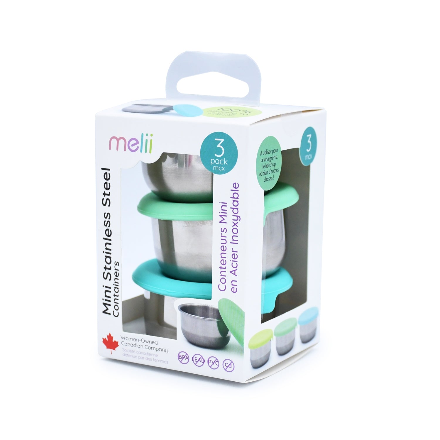 Melii | Mini Silicone & Stainless Steel Containers - 3pk