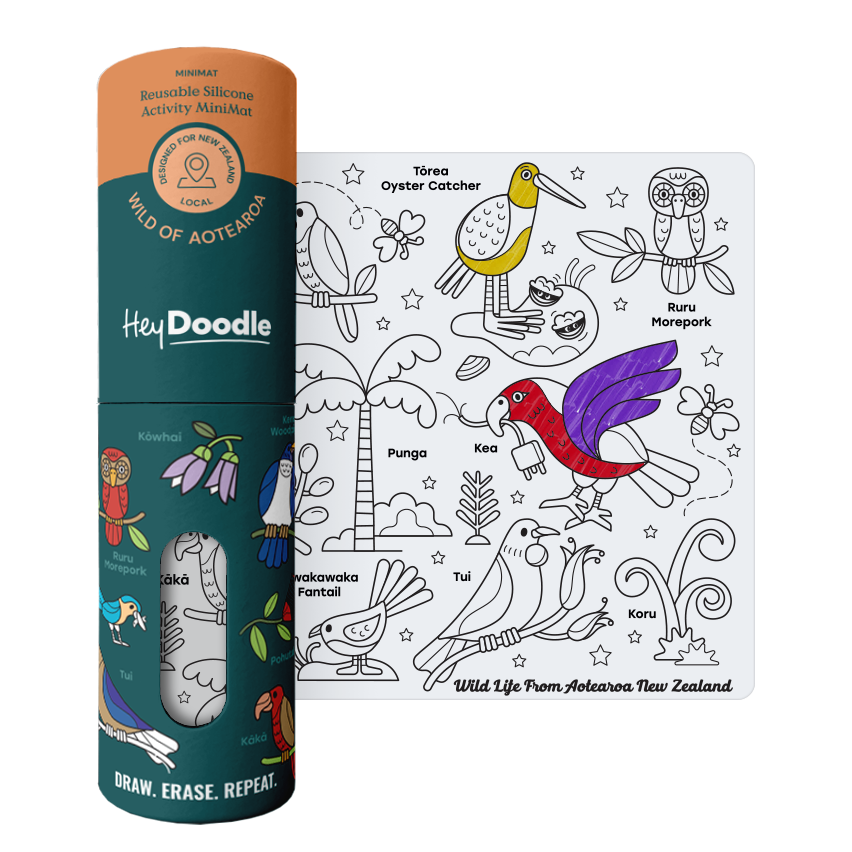 Hey Doodle | Mini Colouring & Doodle Playmat - Wild of Aotearoa