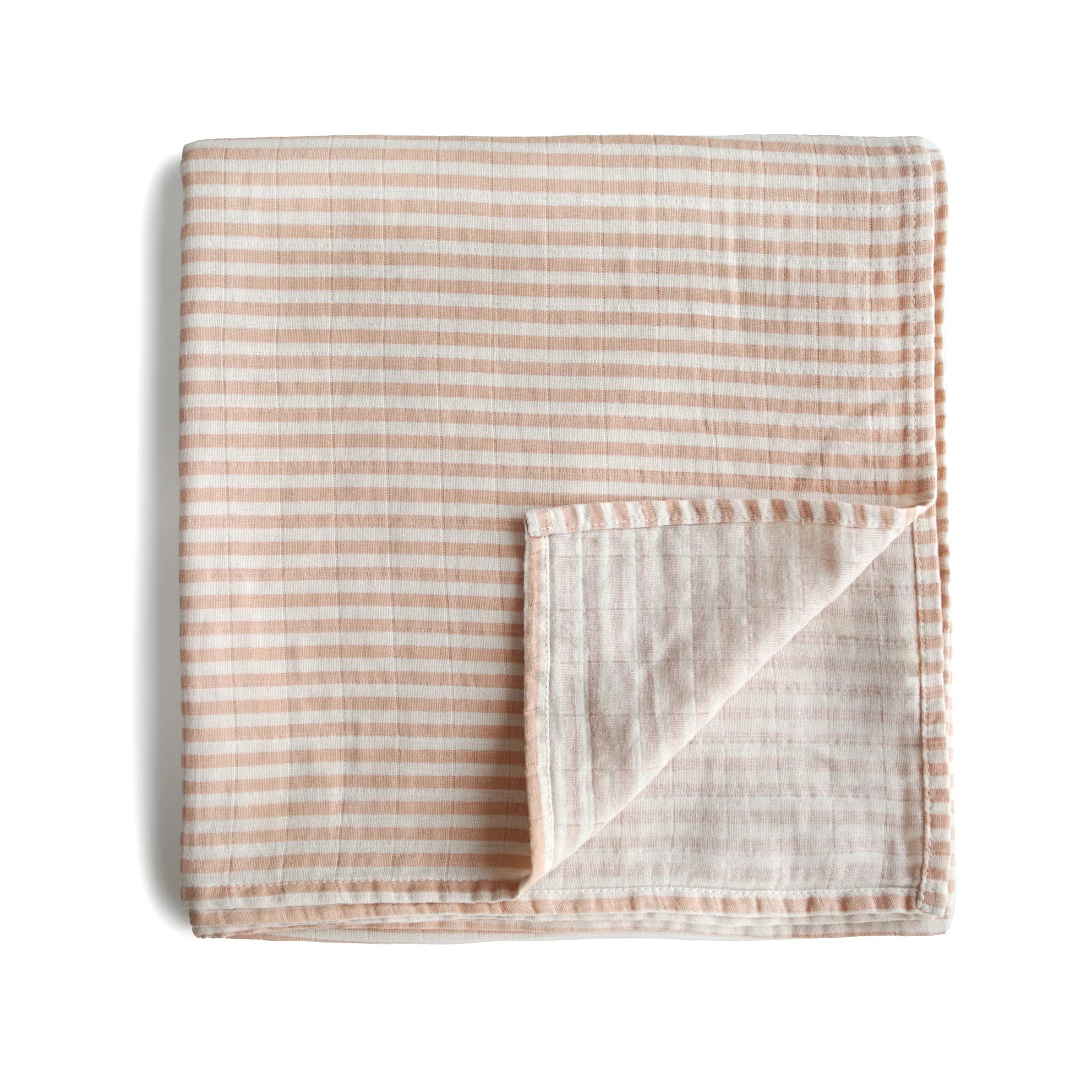 Mushie | Organic Cotton Muslin Swaddle - Natural Striped