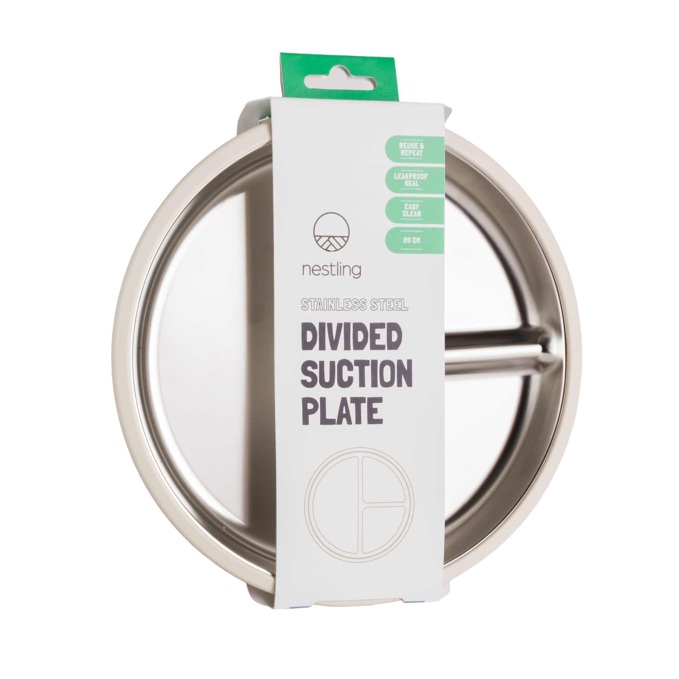 Nestling | Stainless Steel Suction Divided Plate (20cm)