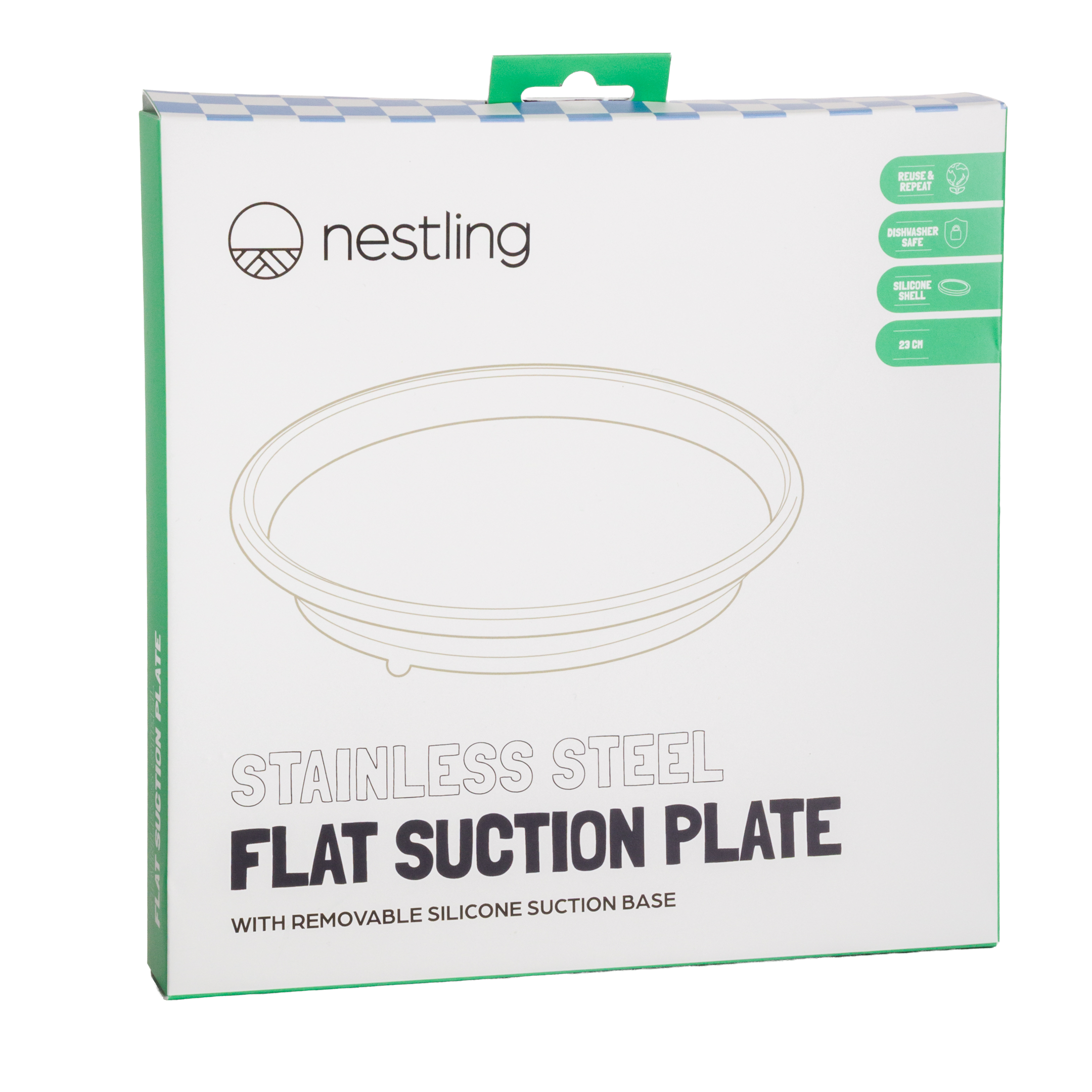 Nestling | Stainless Steel Suction Flat Plate (23cm)