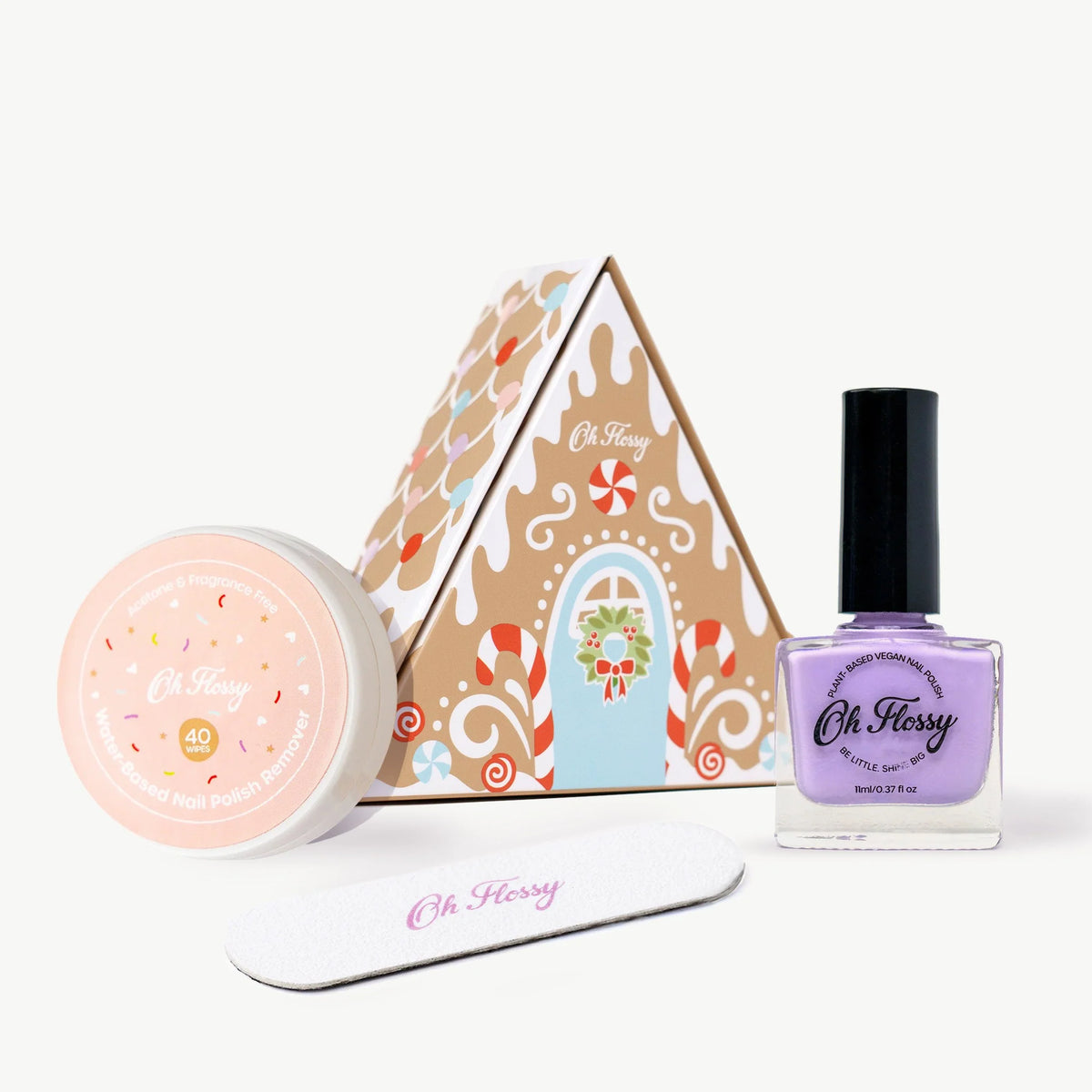 Oh Flossy | Christmas Gingerbread House Mini Mani Set