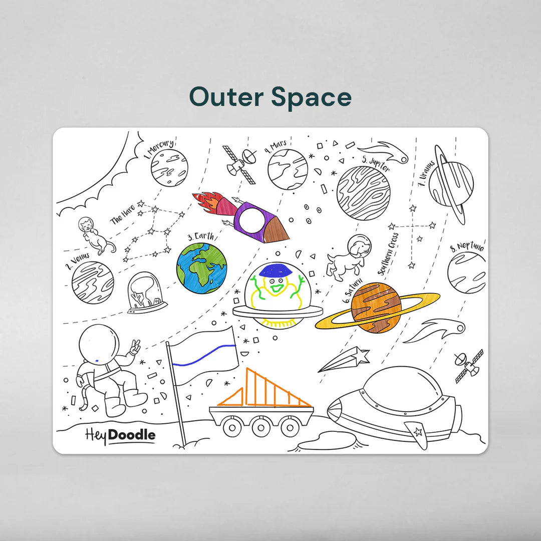 Hey Doodle | Large Colouring & Doodle Playmat - Outer Space