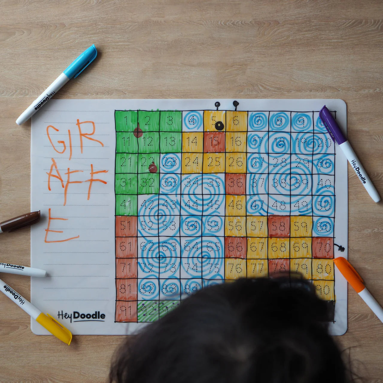 Hey Doodle | Large Colouring & Doodle Playmat - 100 Squares