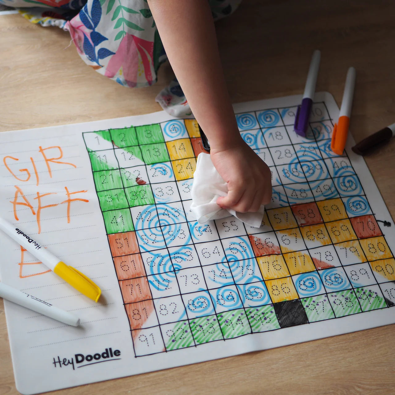 Hey Doodle | Large Colouring & Doodle Playmat - 100 Squares