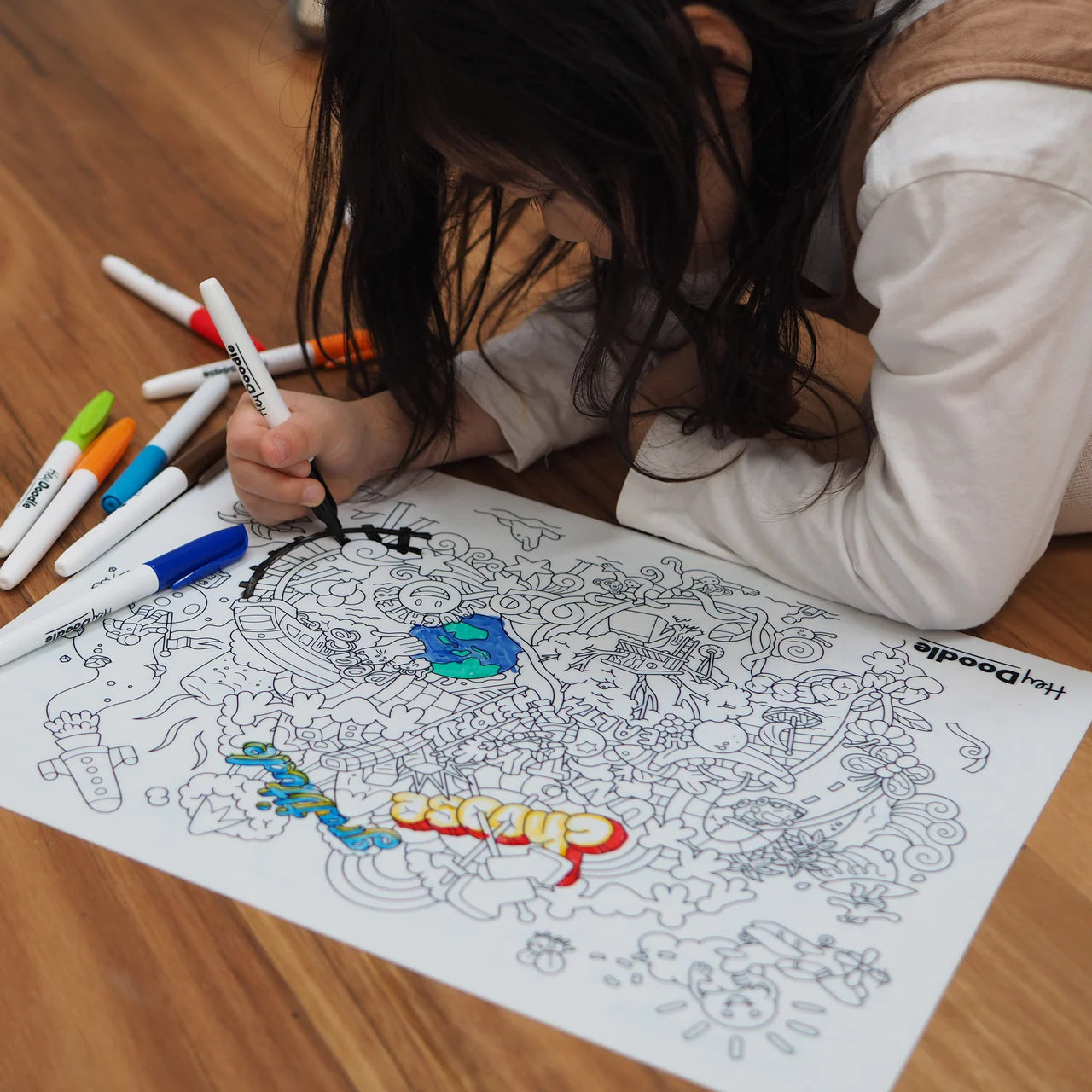 Hey Doodle | Large Colouring & Doodle Playmat - Brighter Days