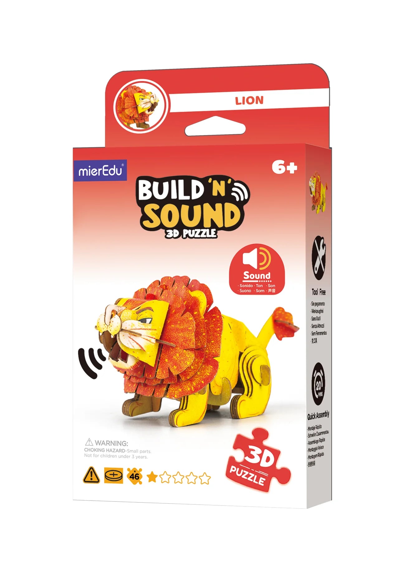 mierEdu | Build 'n' Sound 3D Puzzle - Lion