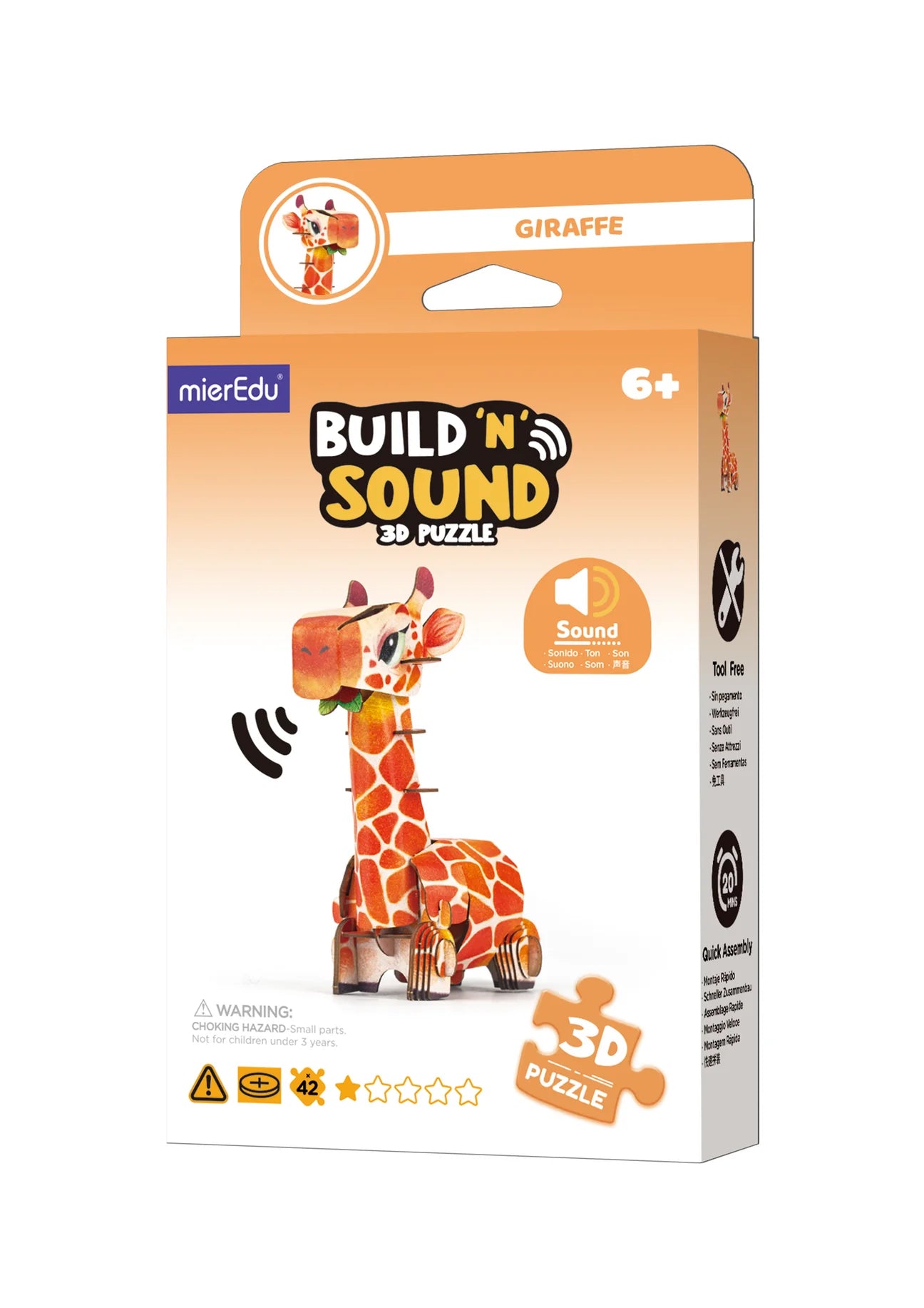 mierEdu | Build 'n' Sound 3D Puzzle - Giraffe