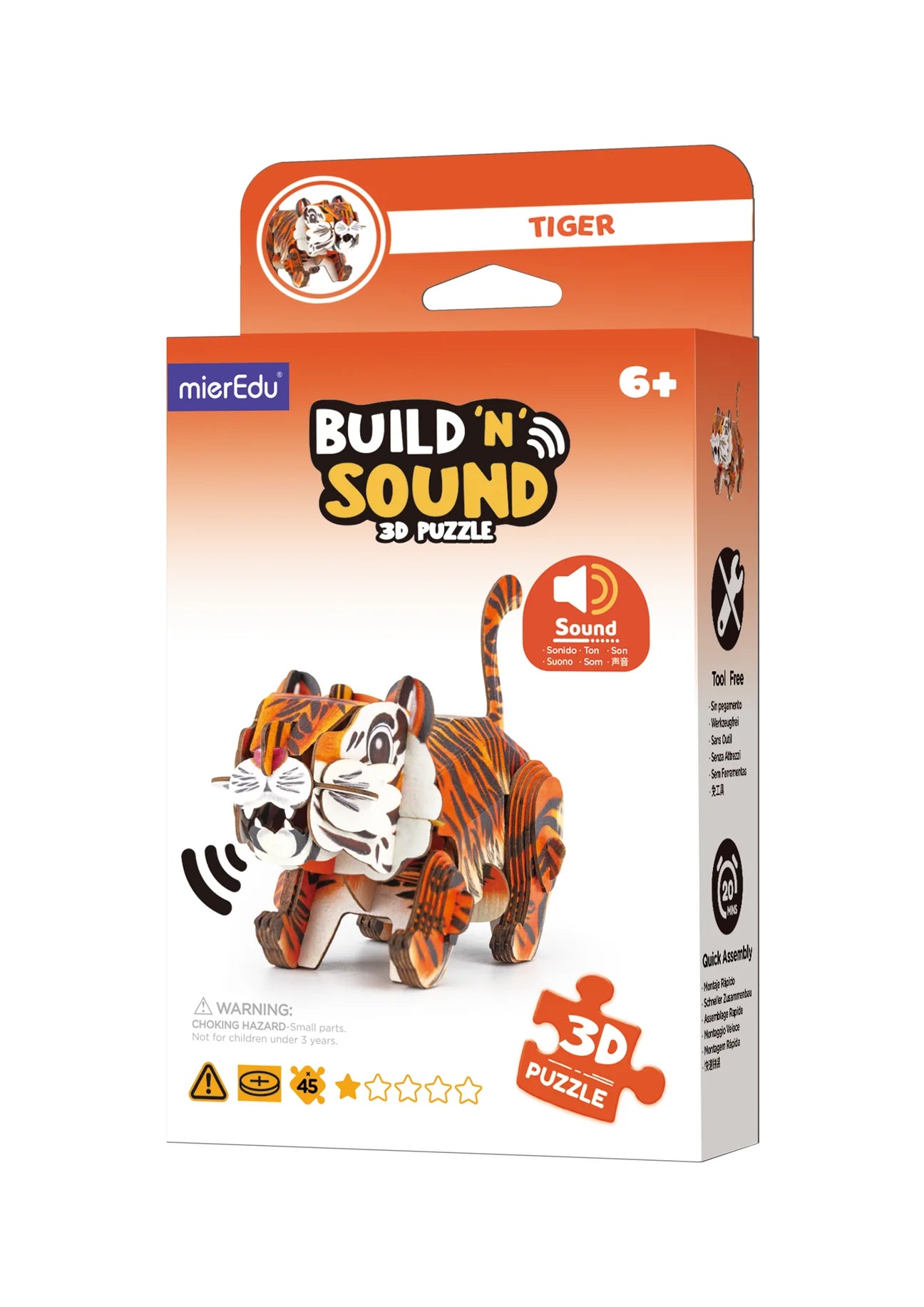 mierEdu | Build 'n' Sound 3D Puzzle - Tiger