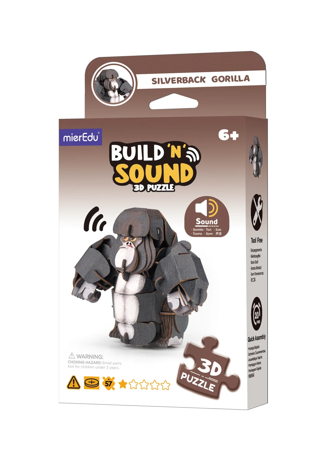 mierEdu | Build 'n' Sound 3D Puzzle - Silverback Gorilla