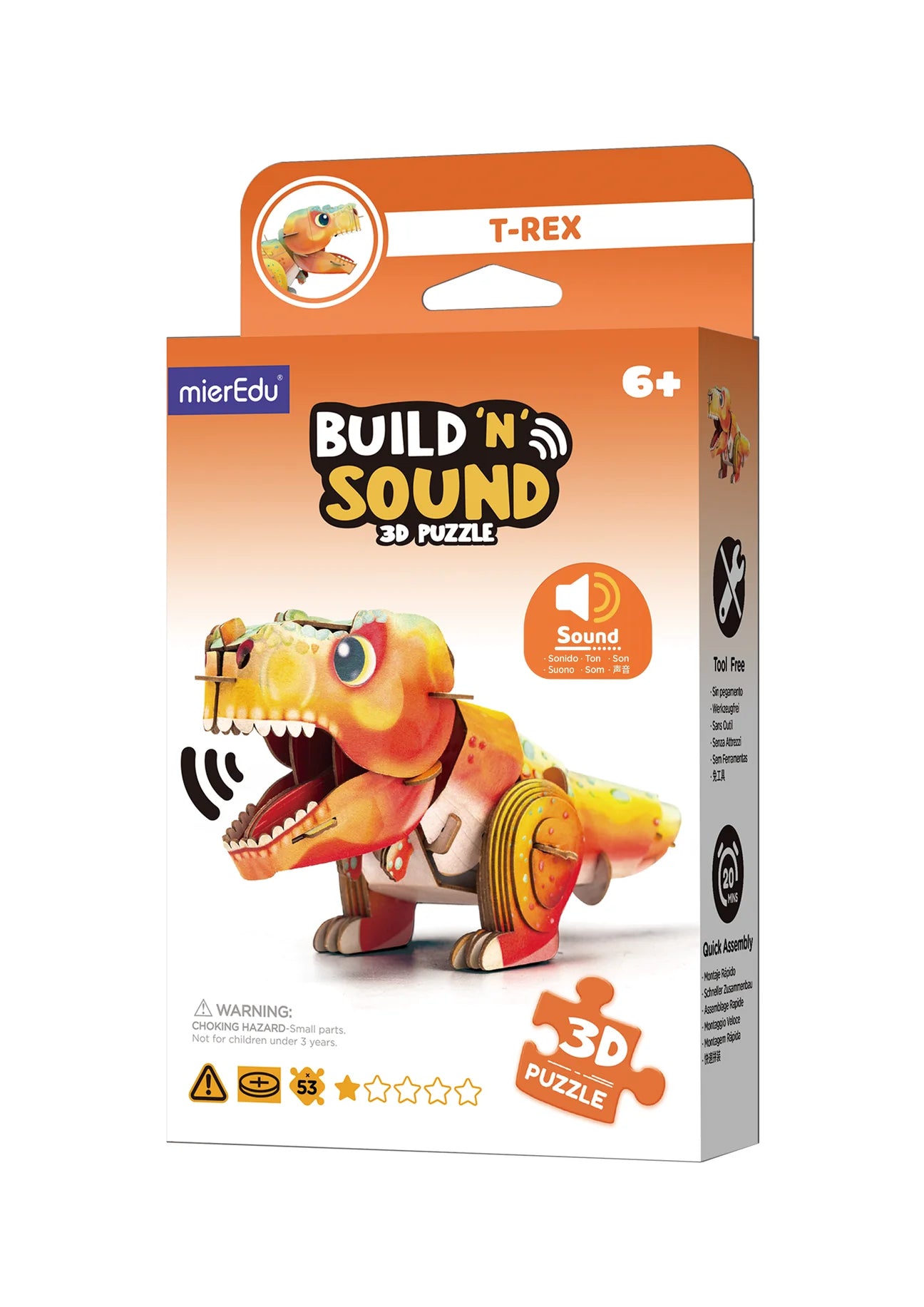 mierEdu | Build 'n' Sound 3D Puzzle - Tyrannosaurus Rex