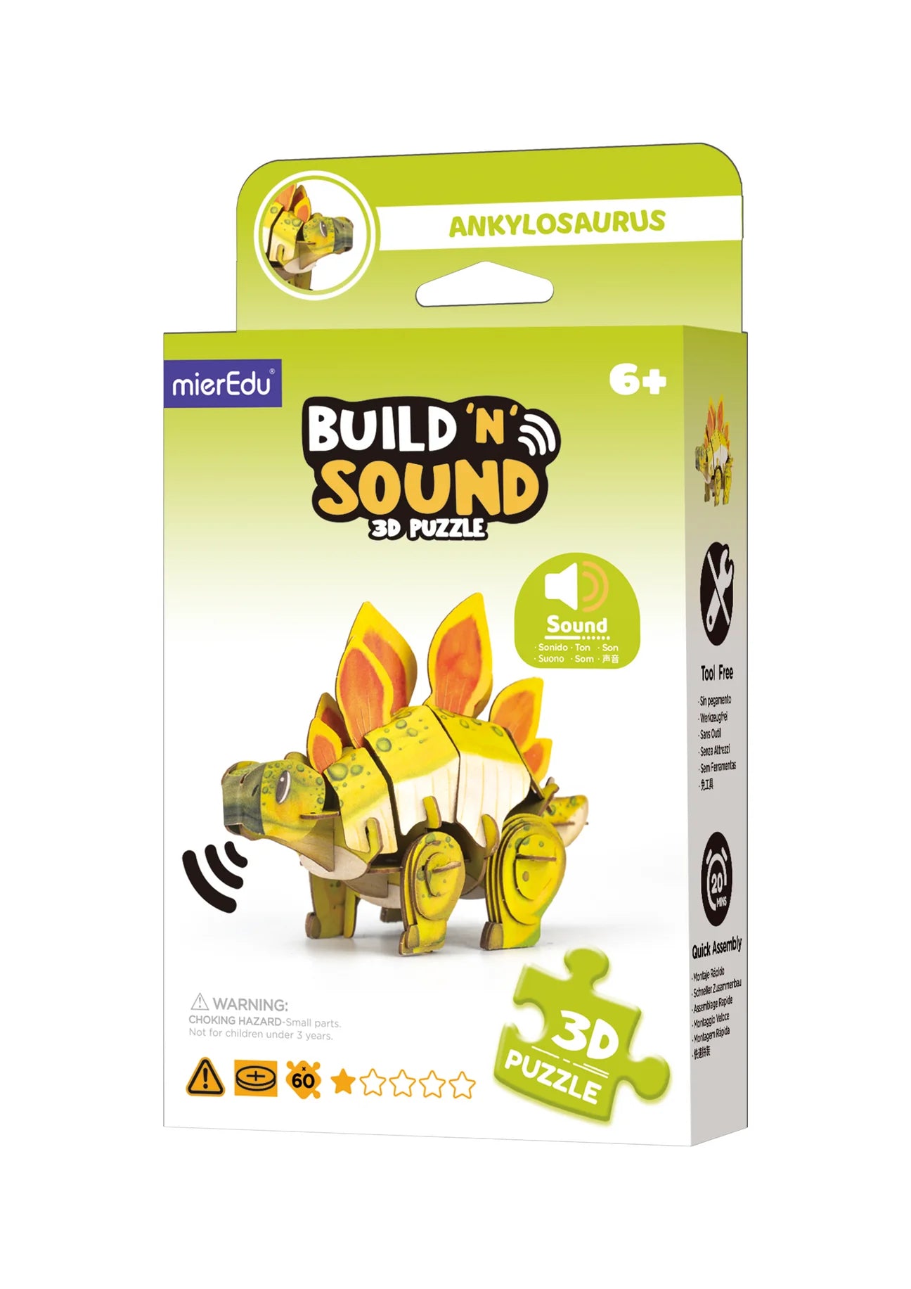 mierEdu | Build 'n' Sound 3D Puzzle - Stegosaurus