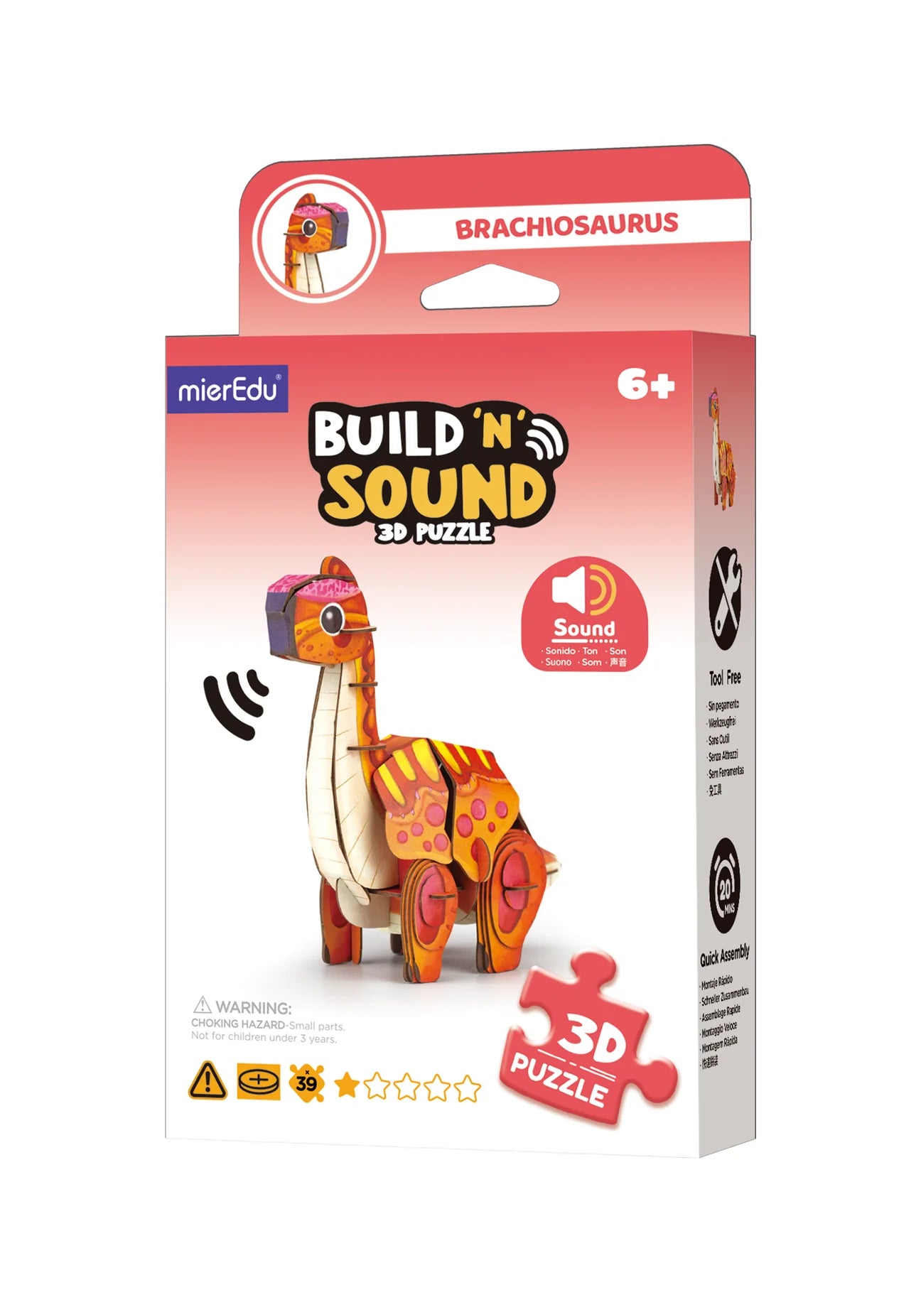 mierEdu | Build 'n' Sound 3D Puzzle - Brachiosaurus