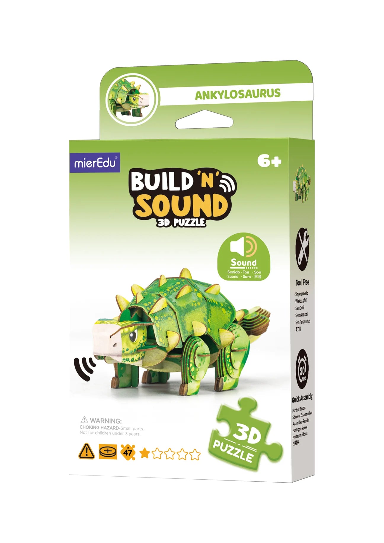 mierEdu | Build 'n' Sound 3D Puzzle - Ankylosaurus