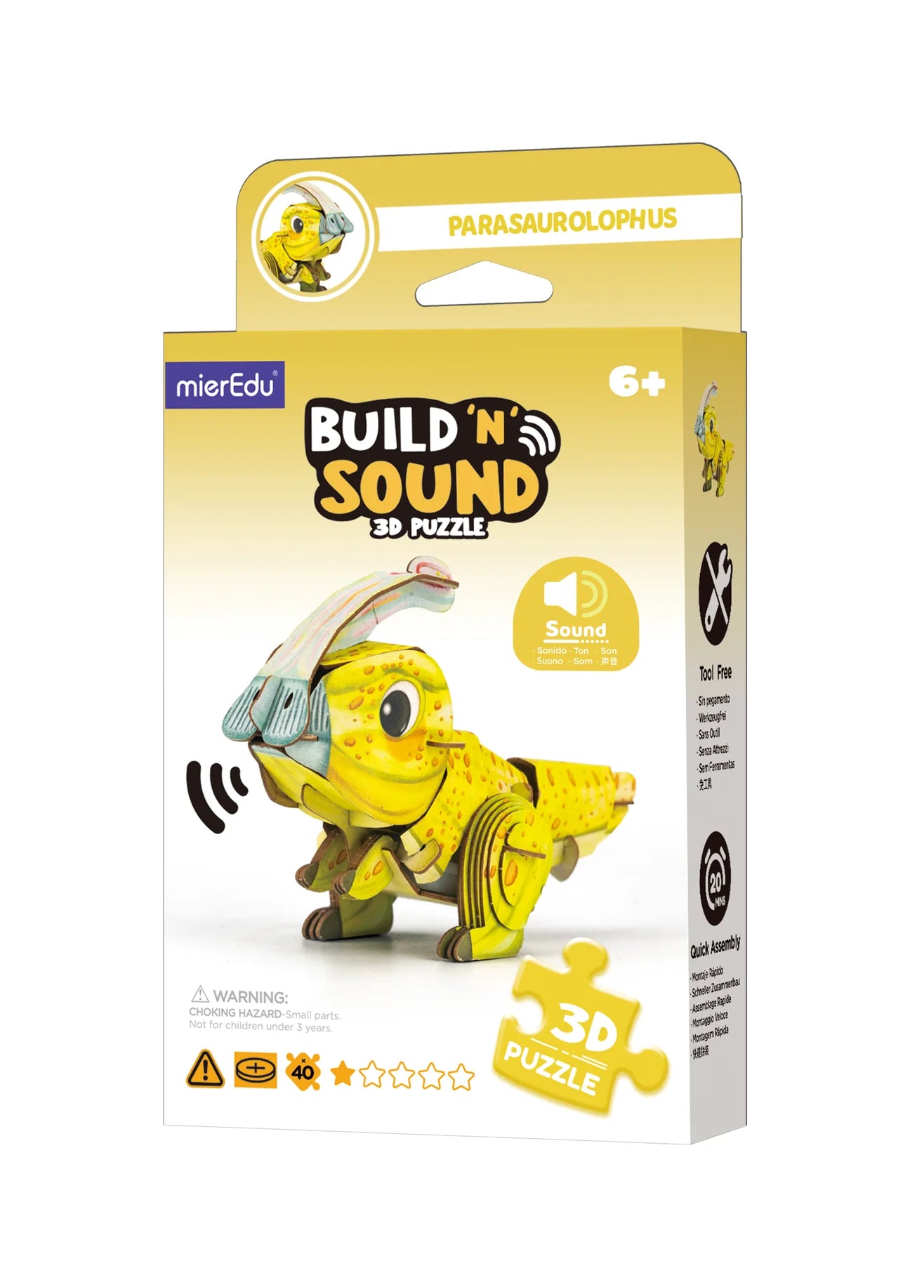 mierEdu | Build 'n' Sound 3D Puzzle - Parasaurolophus