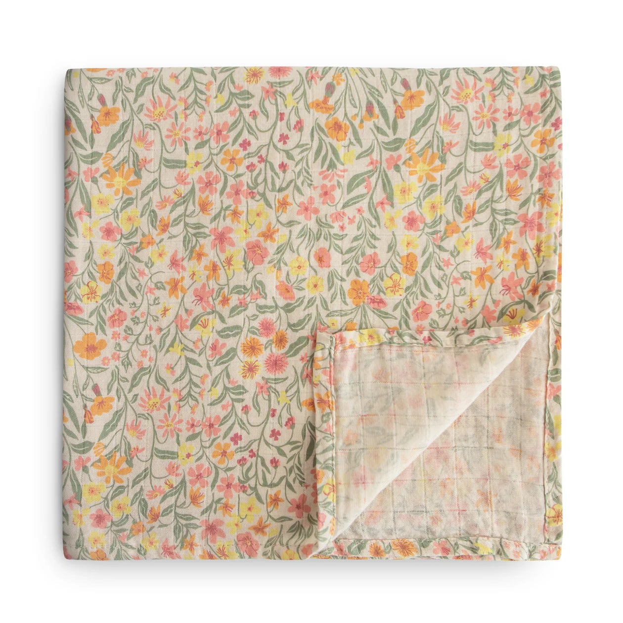 Mushie | Organic Cotton Muslin Swaddle - Pastel Blooms