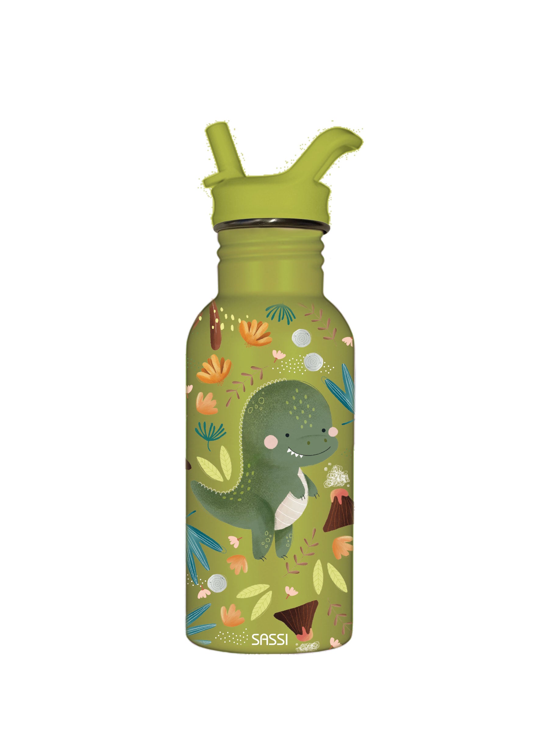 Sassi | 500ml Stainless Steel Drink Bottle - Cracky the Dinosaur