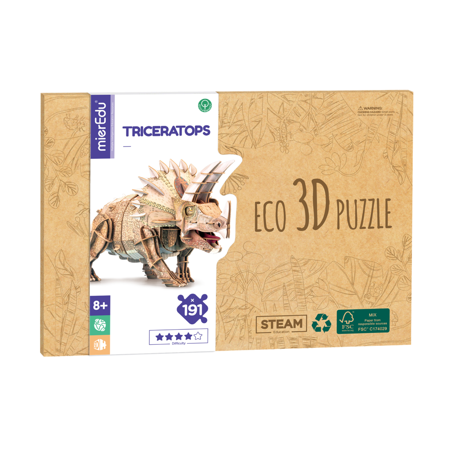 mierEdu | Eco 3D Puzzle - Triceratops