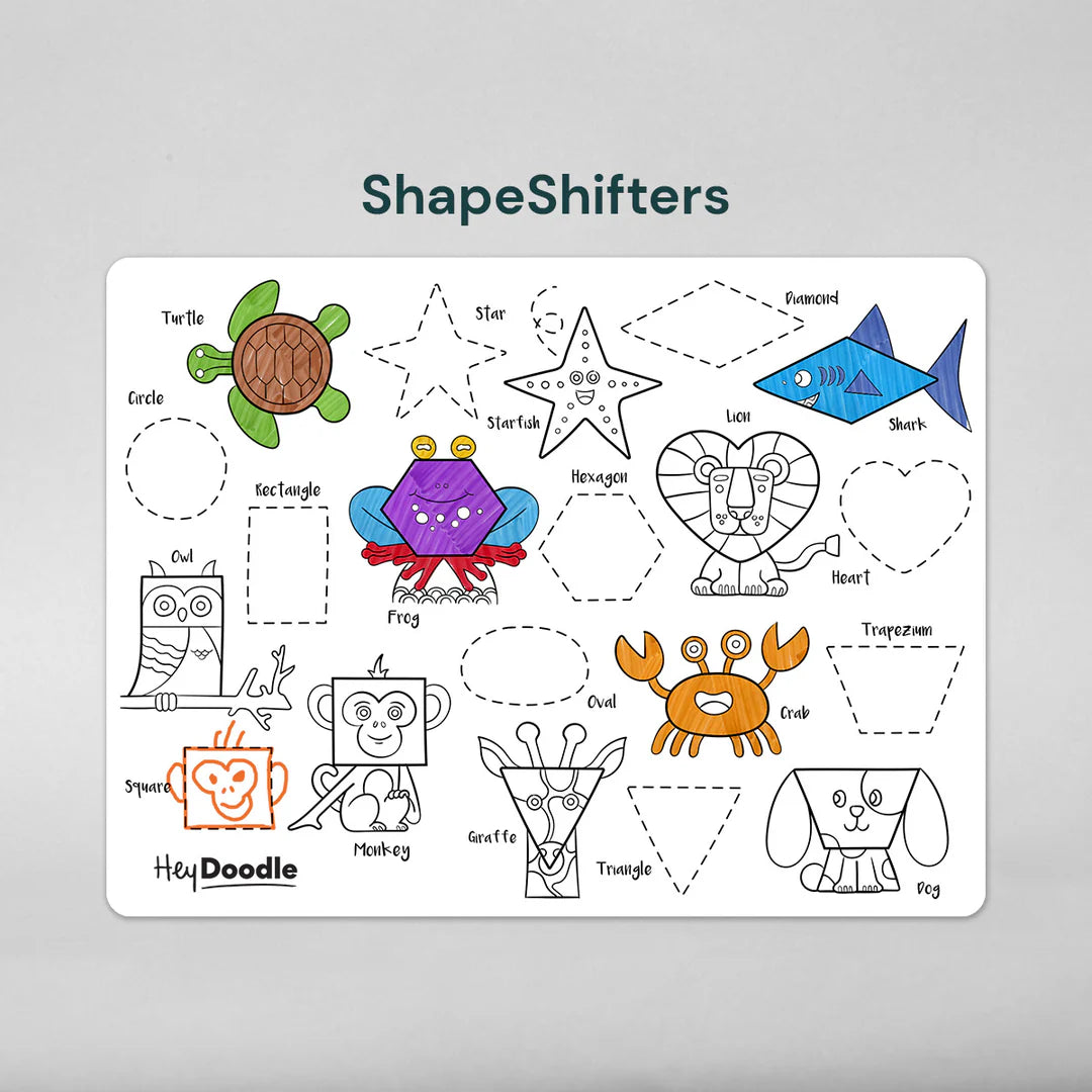 Hey Doodle | Large Colouring & Doodle Playmat - Shapeshifters