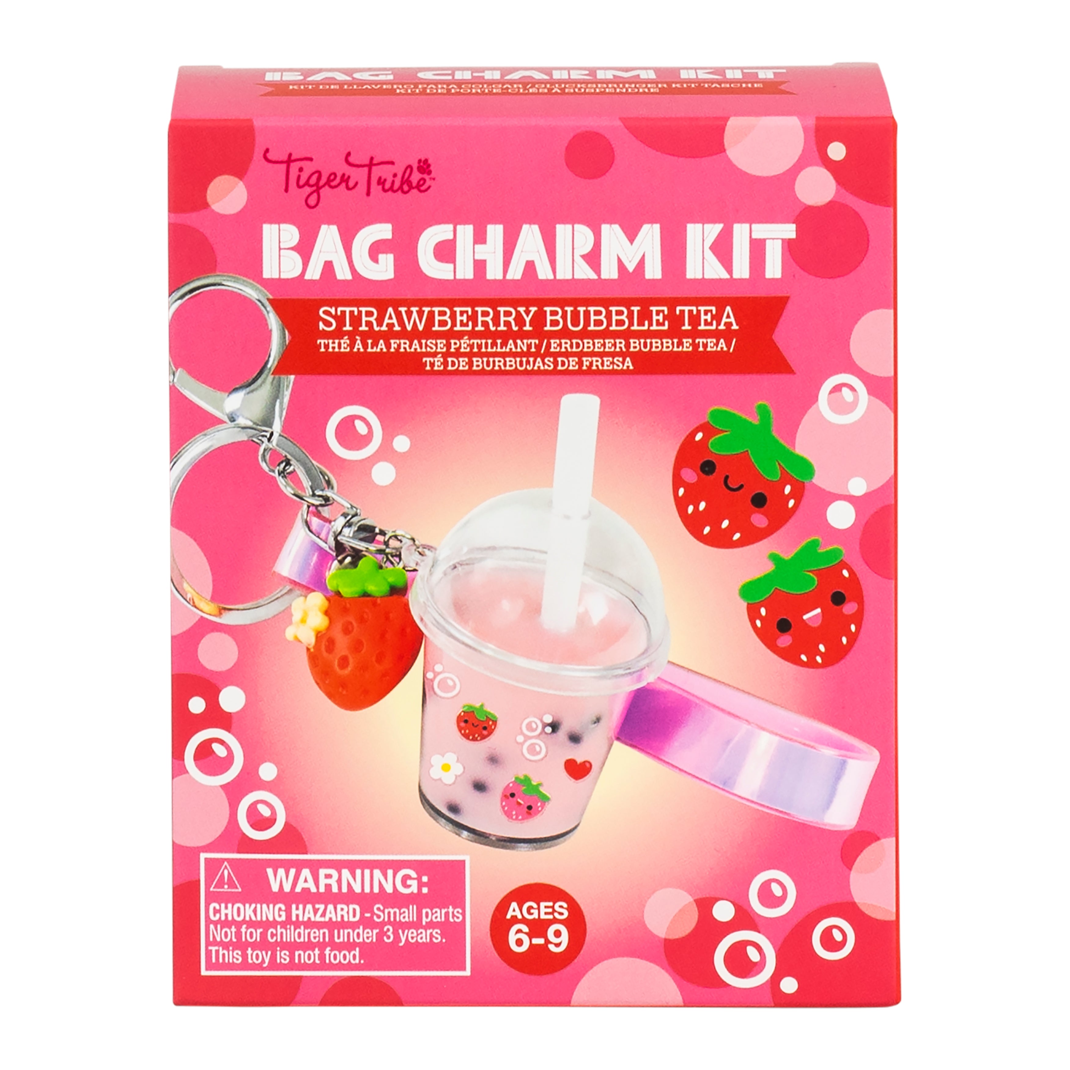 Tiger Tribe | Bag Charm Kit - Strawberry Bubble Tea