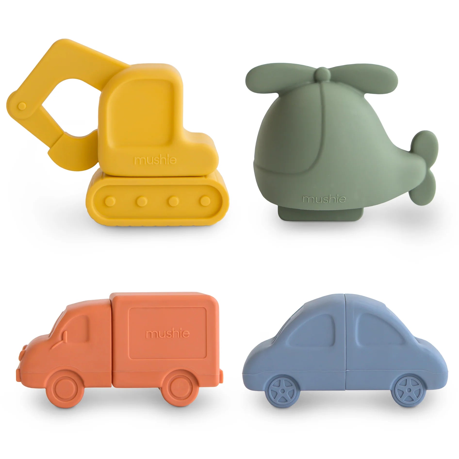 Mushie | Silicone Bath Toys - Vehicles 4pk