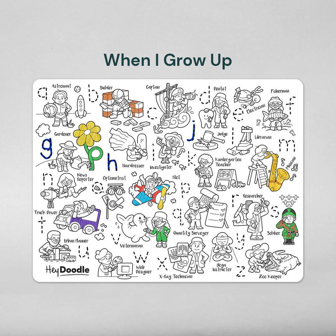 Hey Doodle | Large Colouring & Doodle Playmat - When I Grow Up