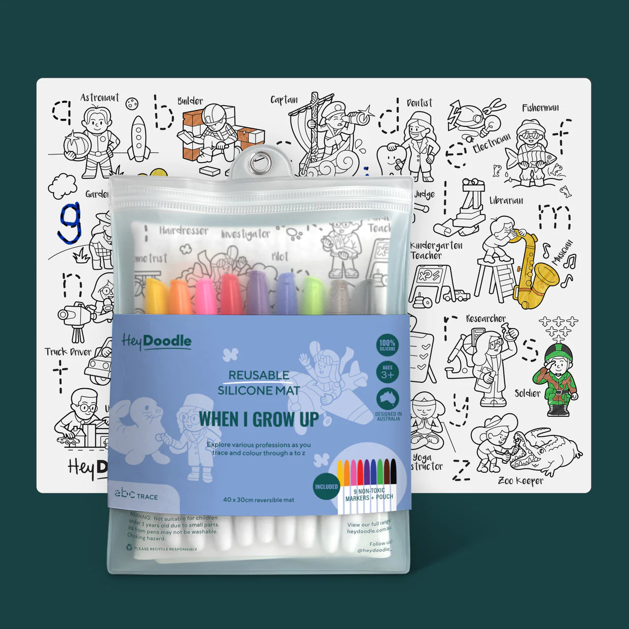 Hey Doodle | Large Colouring & Doodle Playmat - When I Grow Up