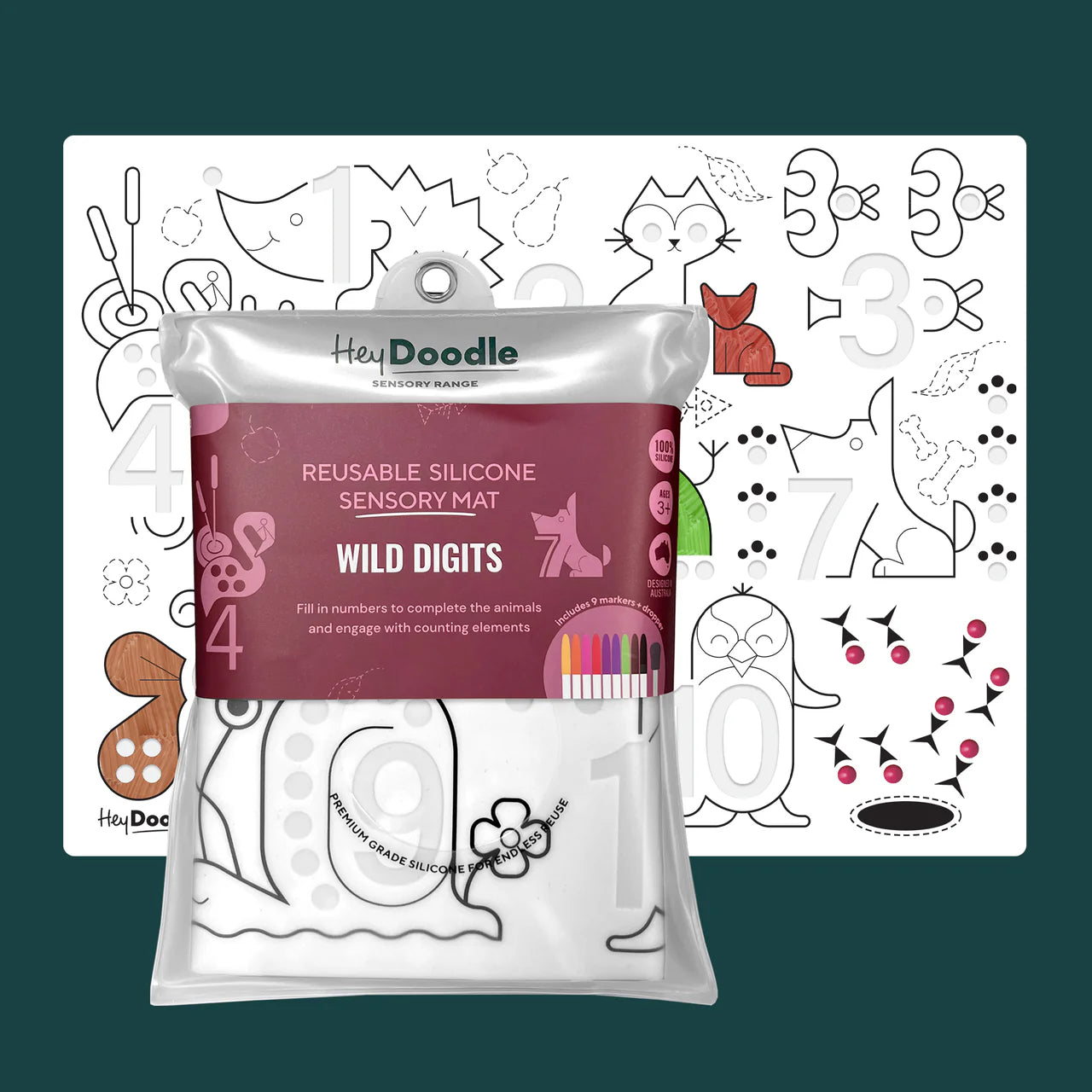 Hey Doodle | Sensory Playmat - Wild Digits