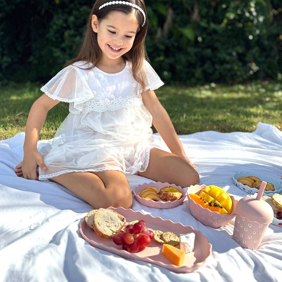 Chino Club | Pink Daisy - Mini Smoothie Cup & Straw 200ml