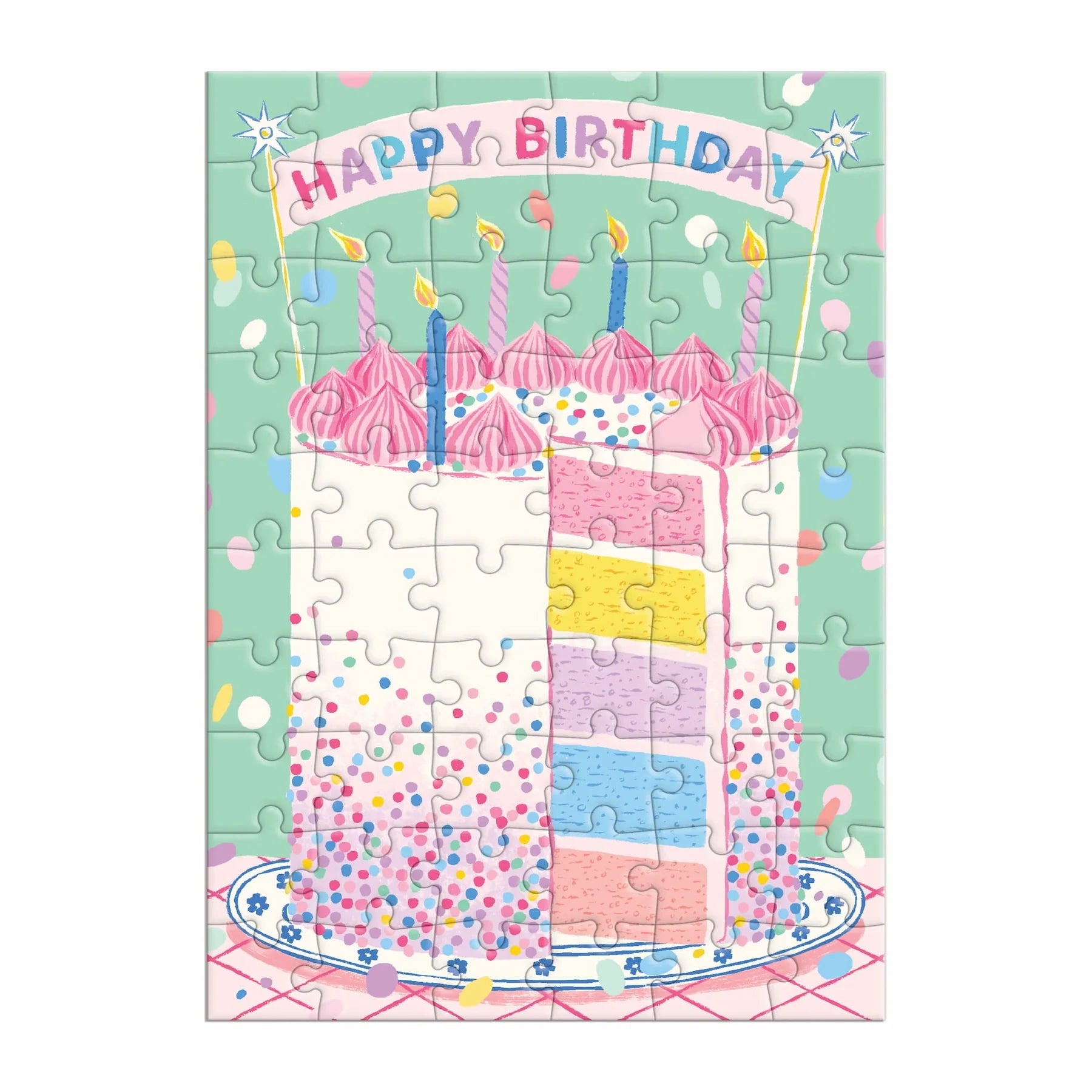 Galison | Confetti Birthday Cake Greeting Card Puzzle