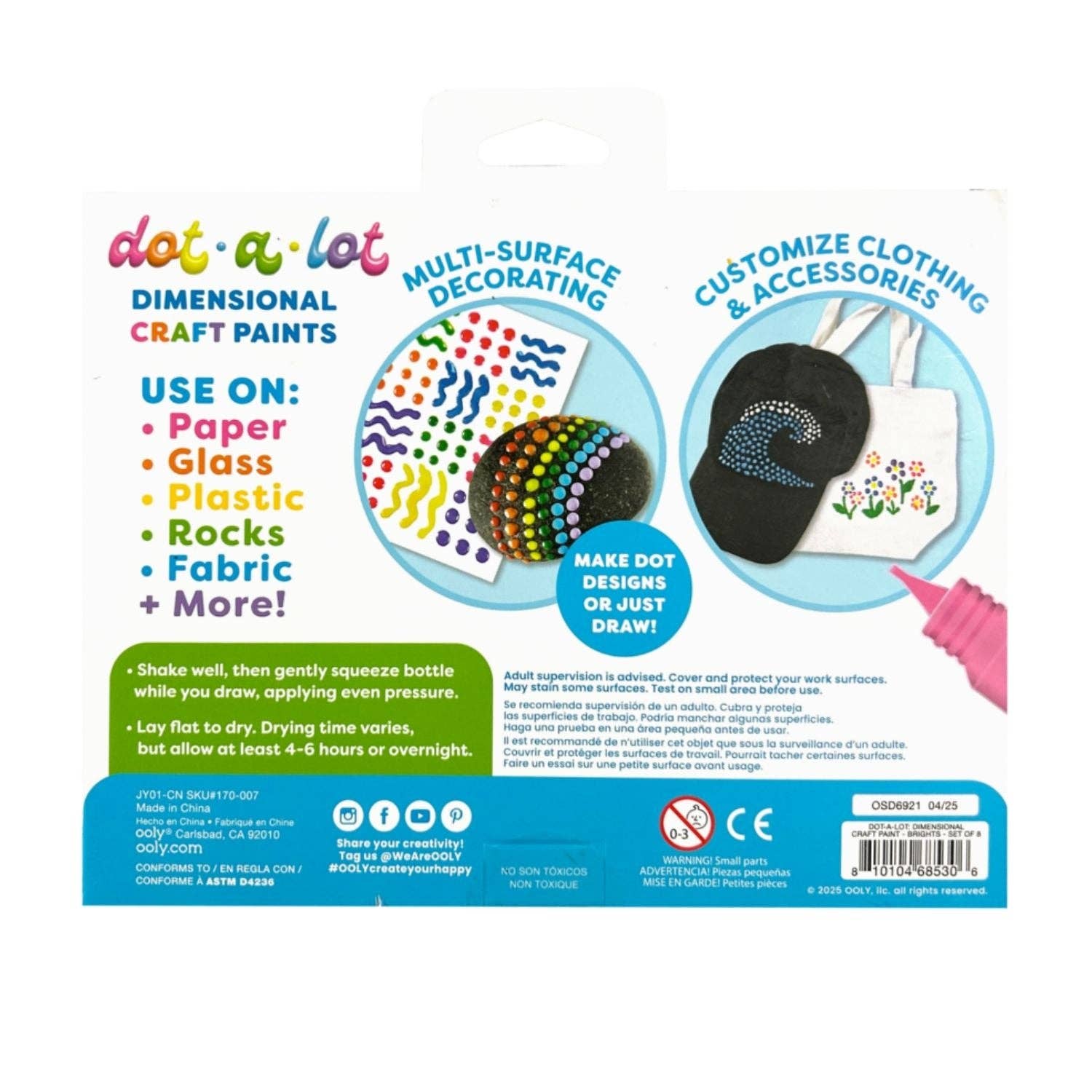 Ooly | Dot-a-Lot Dimensional Craft Paint Brights - Set of 8