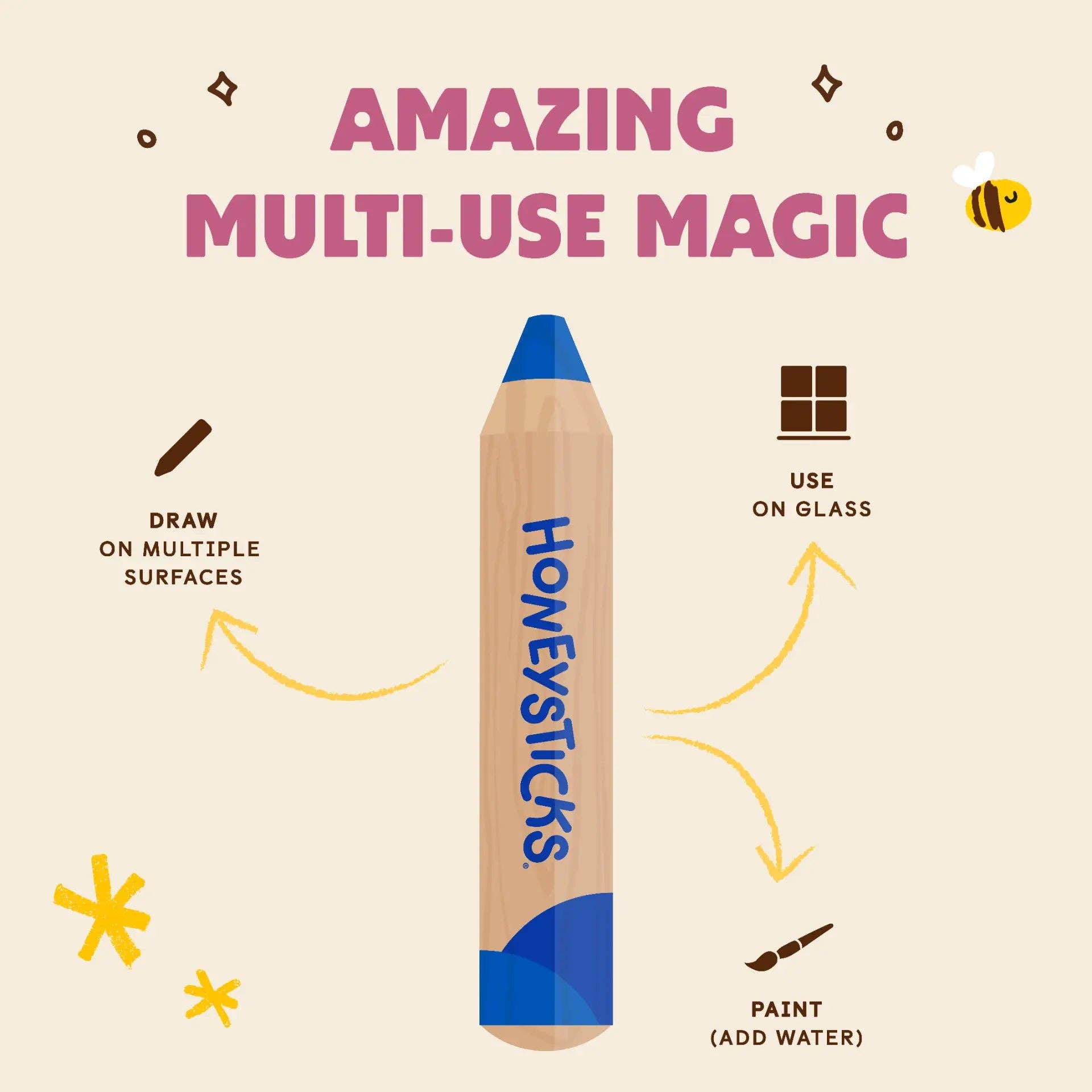 Honeysticks | Magic 3-in-1 Beeswax Pencils Little Learners - 7pk