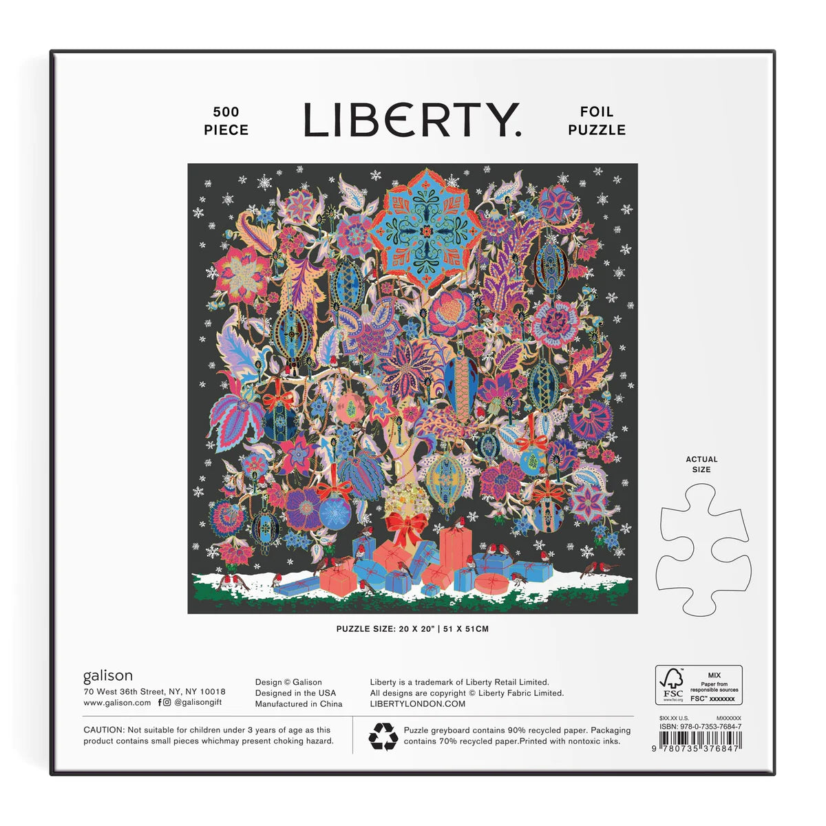 Galison | Liberty Christmas Tree of Life 500pc Foil Puzzle