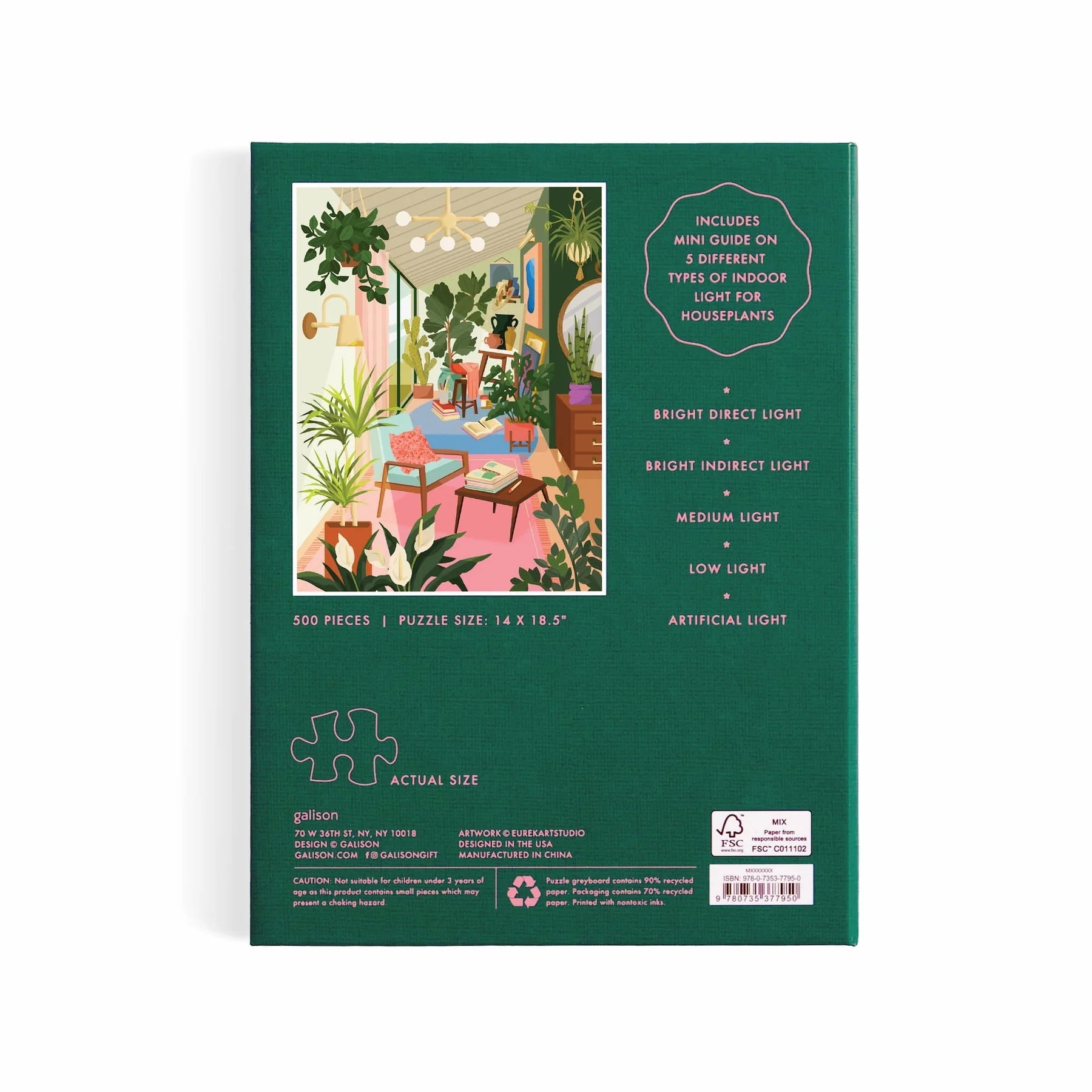 Galison | 500pc Puzzle - Lighting 101: Houseplants Book Puzzle