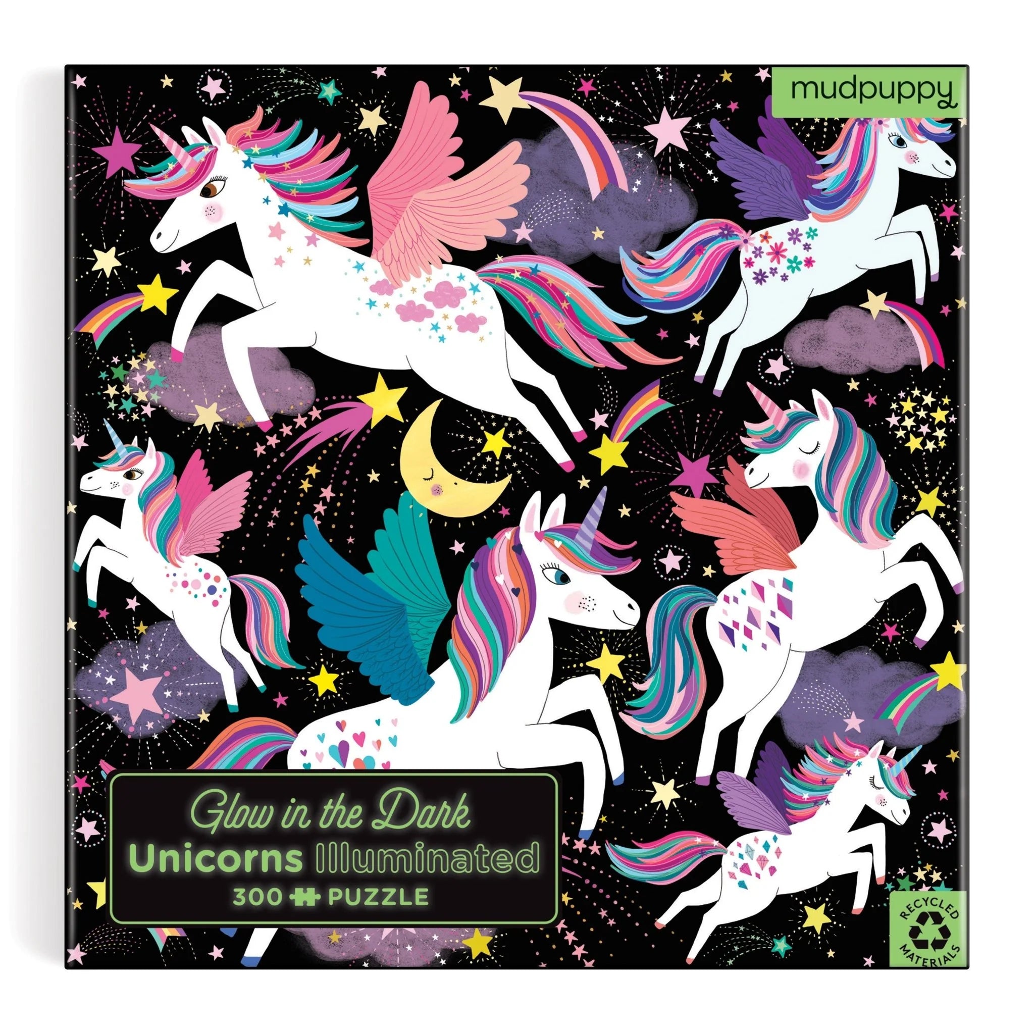 Mud Puppy | Unicorn Illuminated - 300pc Glow in the Dark Puzzle