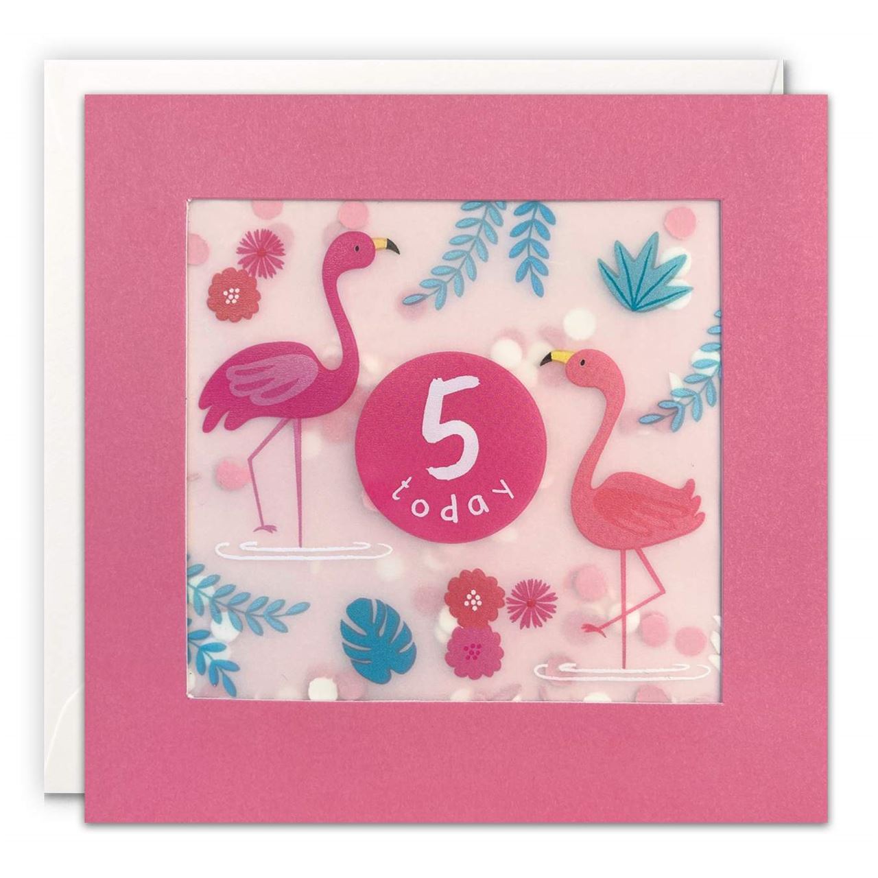 Shakie Birthday Card | Age 5 - Flamingos