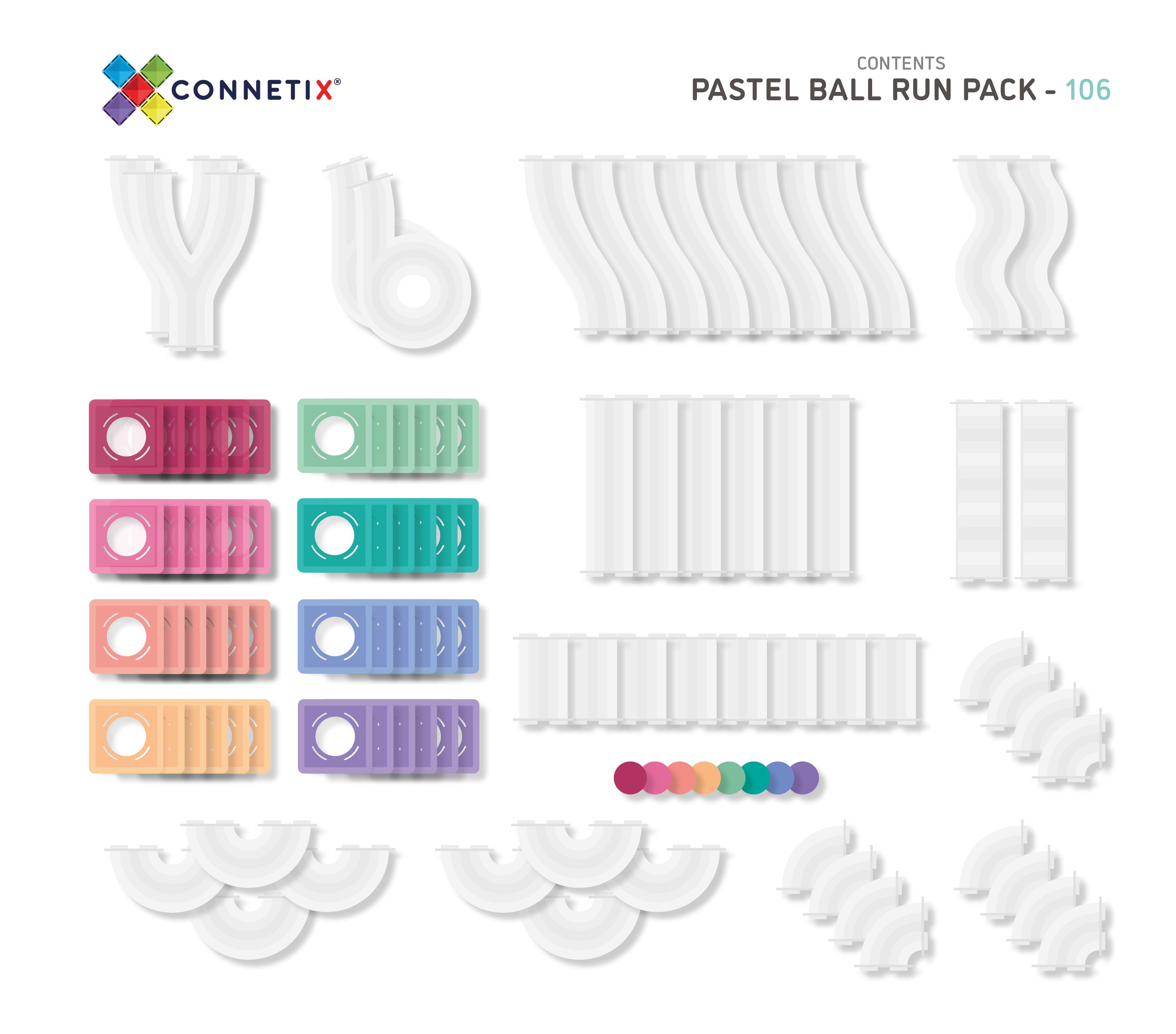 Connetix | Pastel Ball Run Pack - 106pc