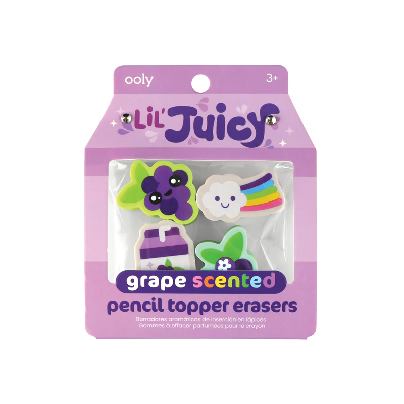 Ooly | Grape Pencil Top Erasers - 4pk